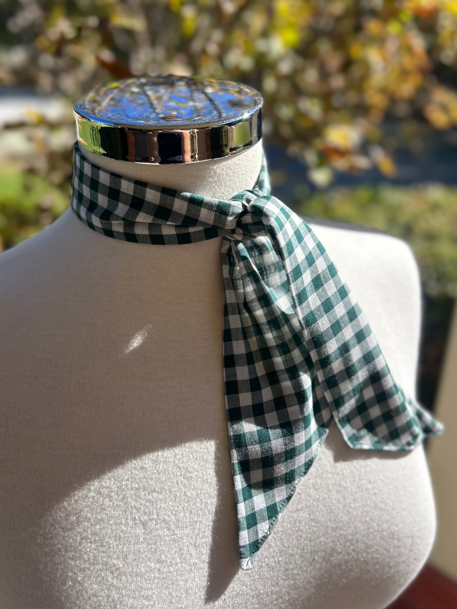 Cotton Neck Tie - Green Gingham