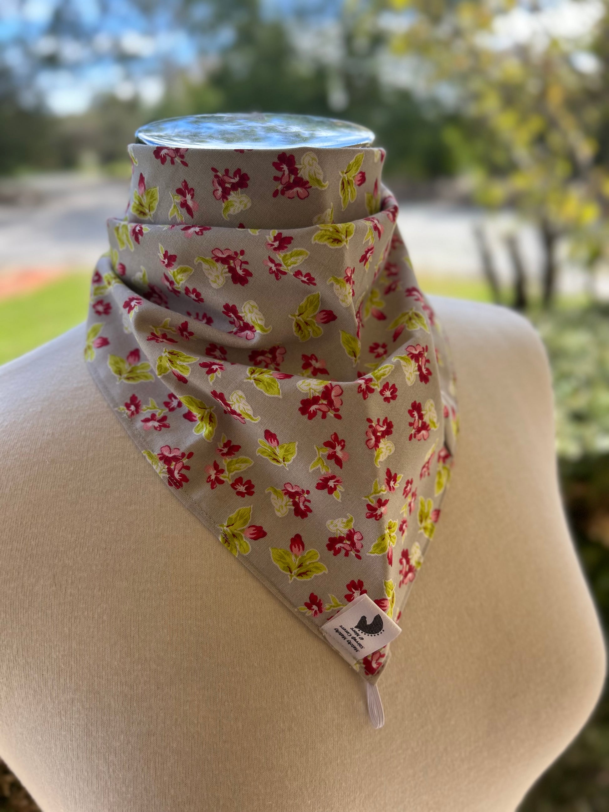 Cotton Neck Scarf - Grey Pink Floral