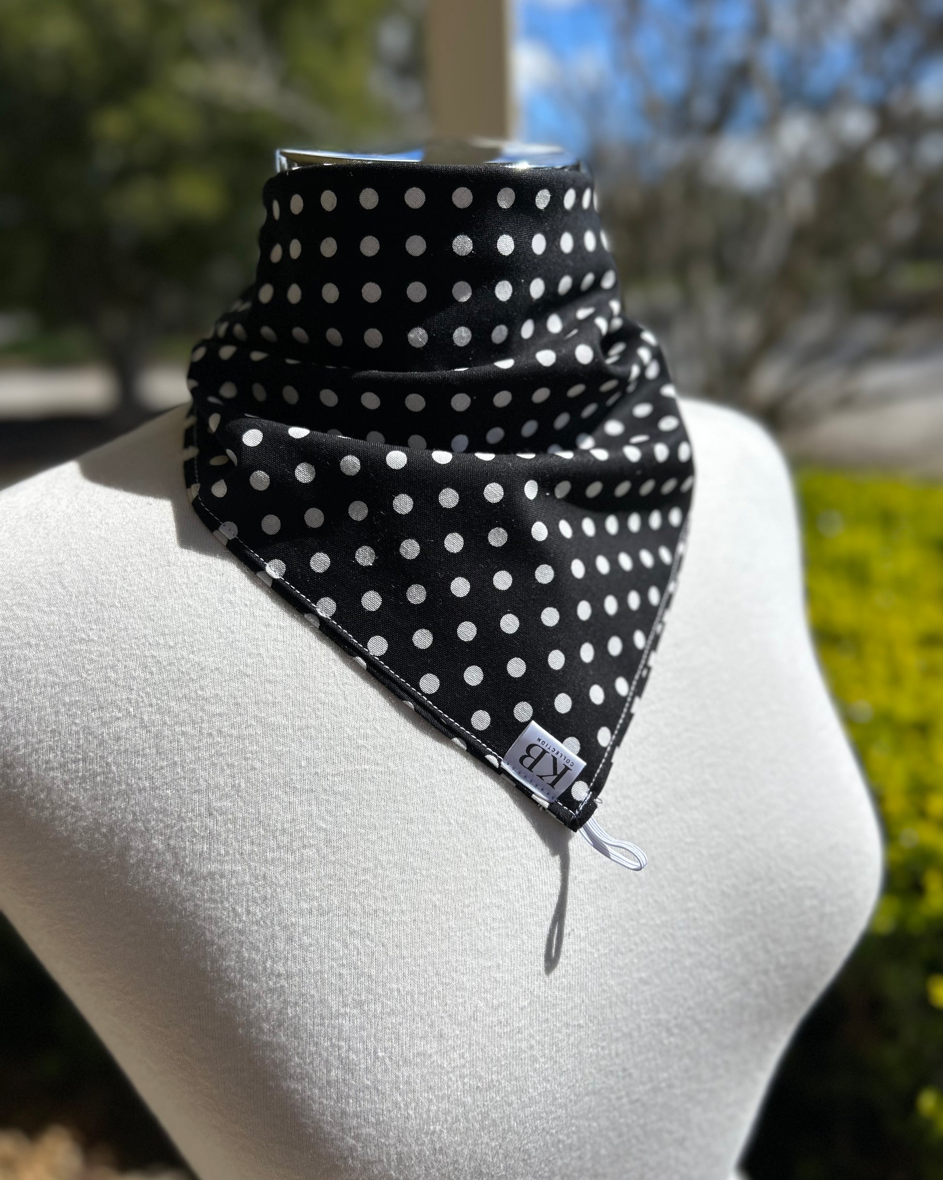 Cotton Neck Scarf - Black with White Spots