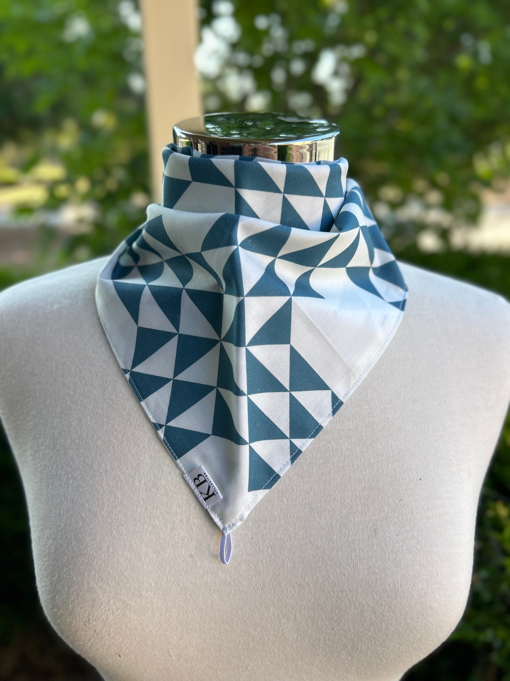 Cotton Neck Scarf - Blue Geometric