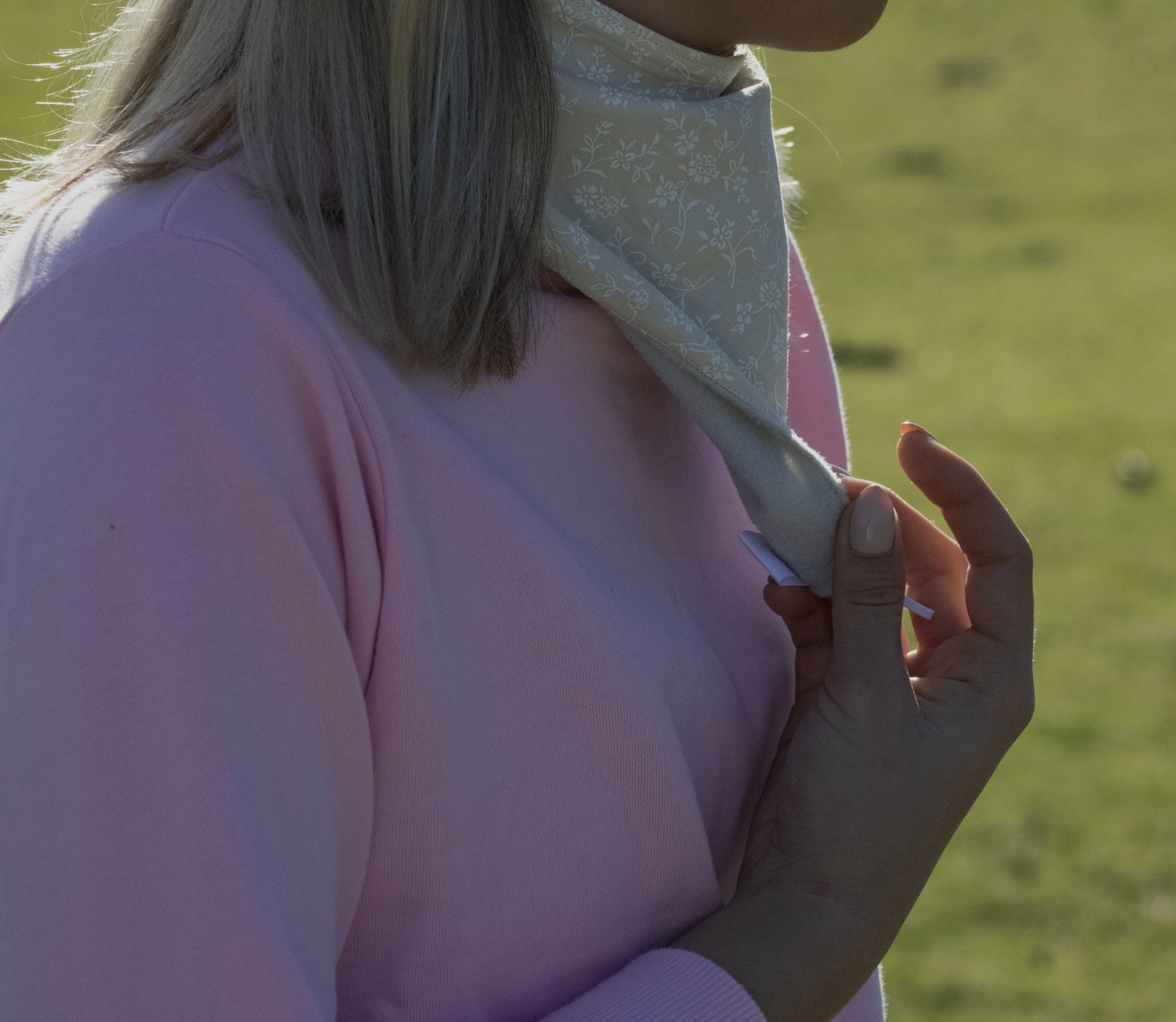 Cotton/Fleece Neck Scarf - Cream Floral