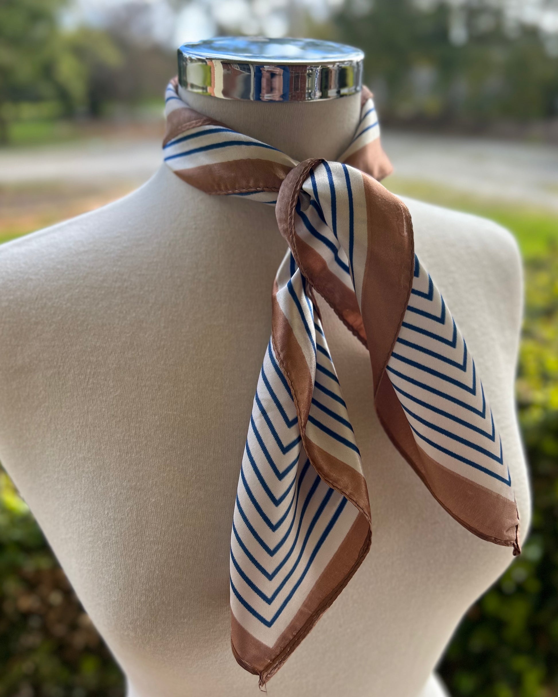Satin Neck Scarf - Champagne Stipe