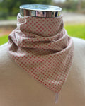 Cotton/Fleece Neck Scarf - Grey with Pink Spots