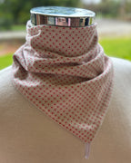 Cotton/Fleece Neck Scarf - Grey with Pink Spots