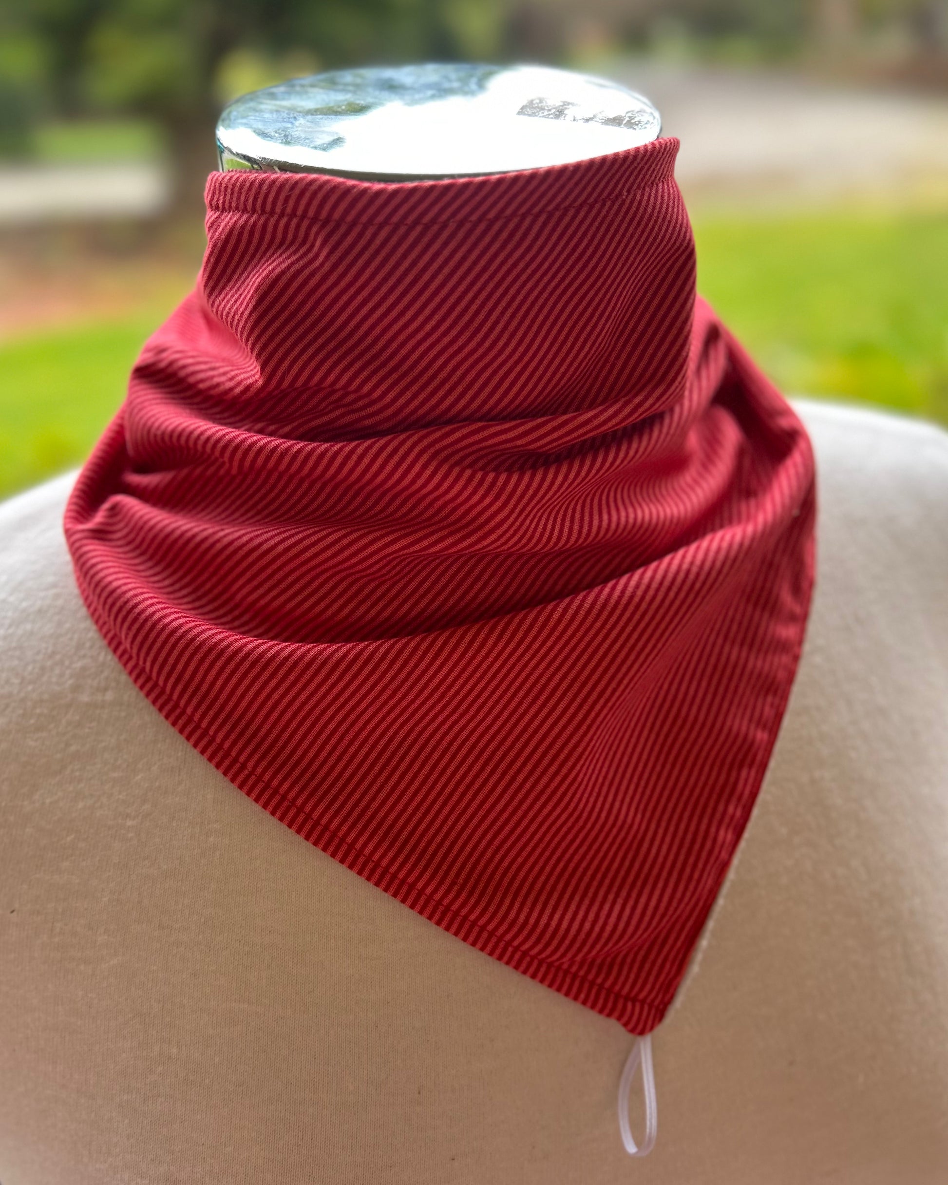 Cotton/Fleece Neck Scarf - Red Stripe