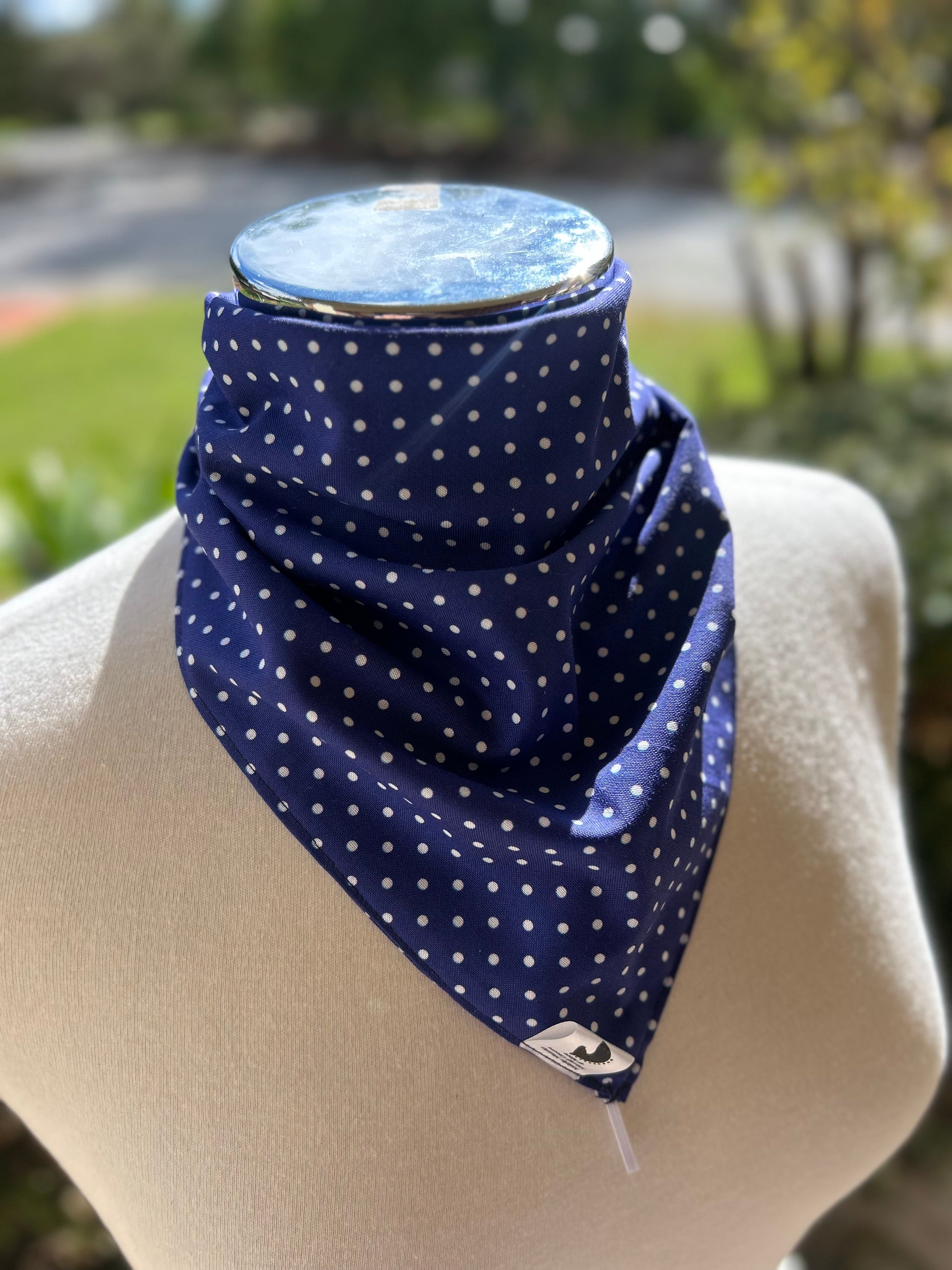 Cotton Neck Scarf - Small Navy Polkadot
