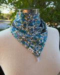 Cotton Neck Scarf - Blue/Tan Floral