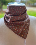 Cotton/Fleece Neck Scarf - Brown Paisley