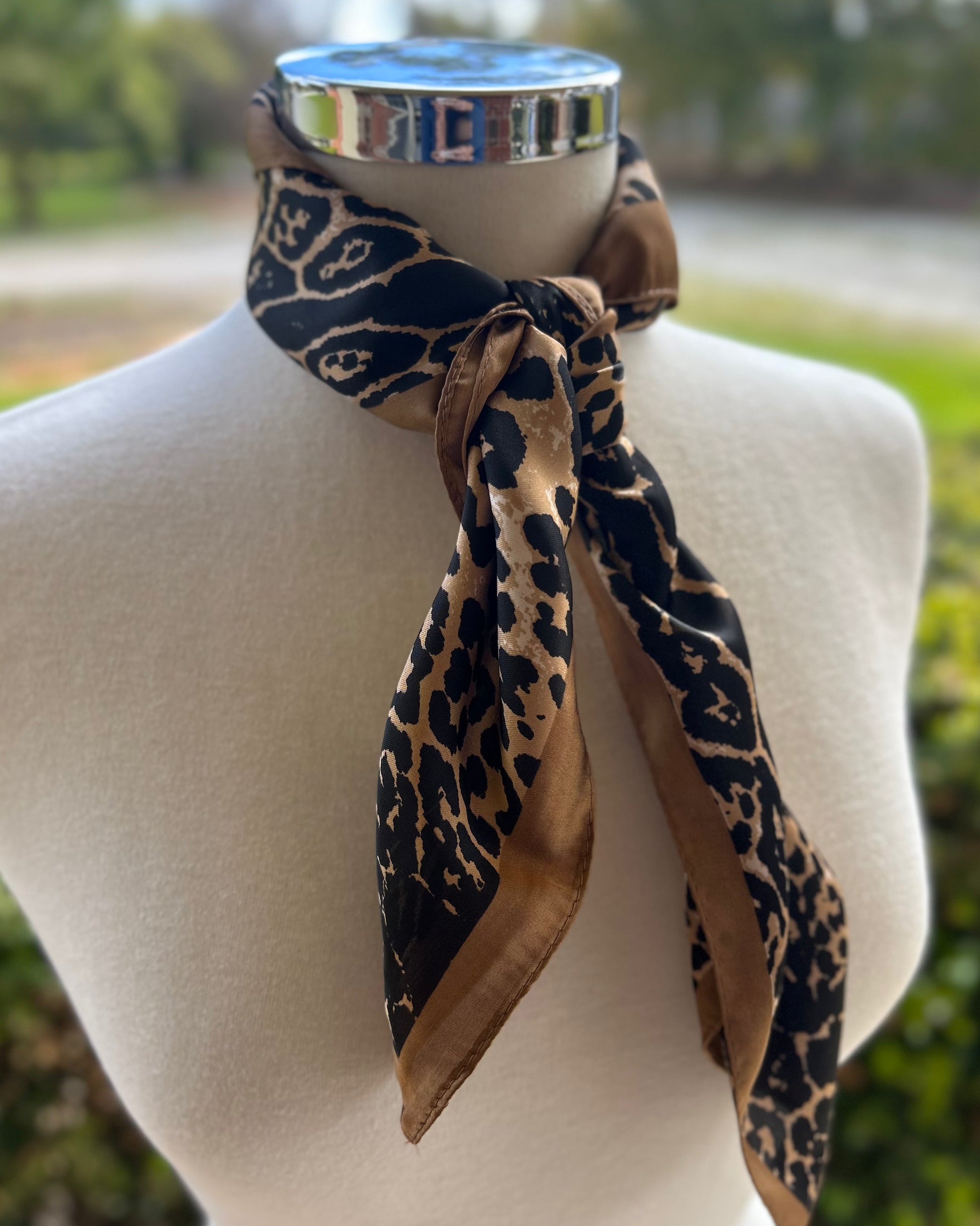 Satin Neck Scarf - Cheetah Print