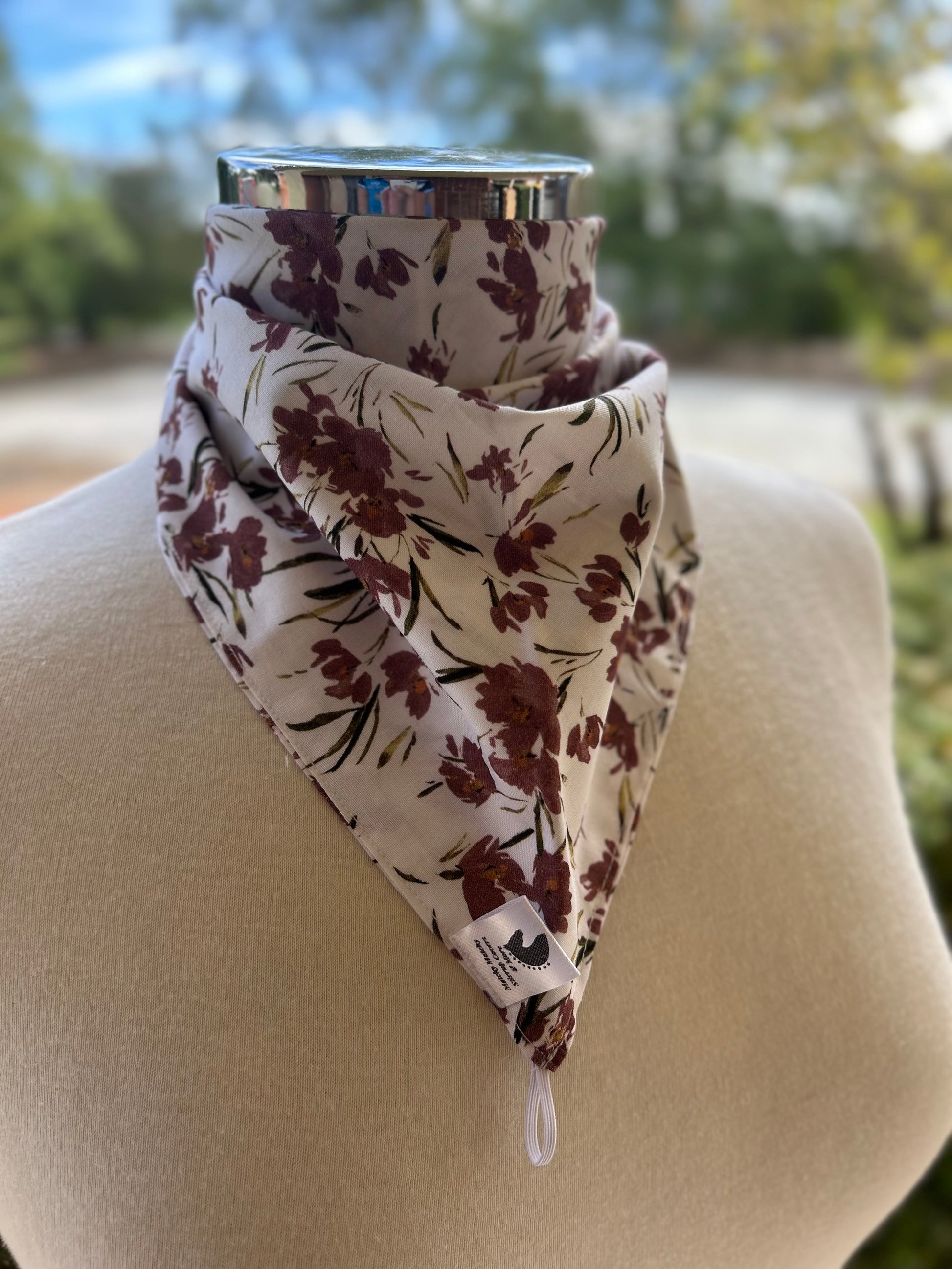 Cotton Neck Scarf - White Floral