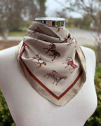 Satin Neck Scarf - Champagne Horses