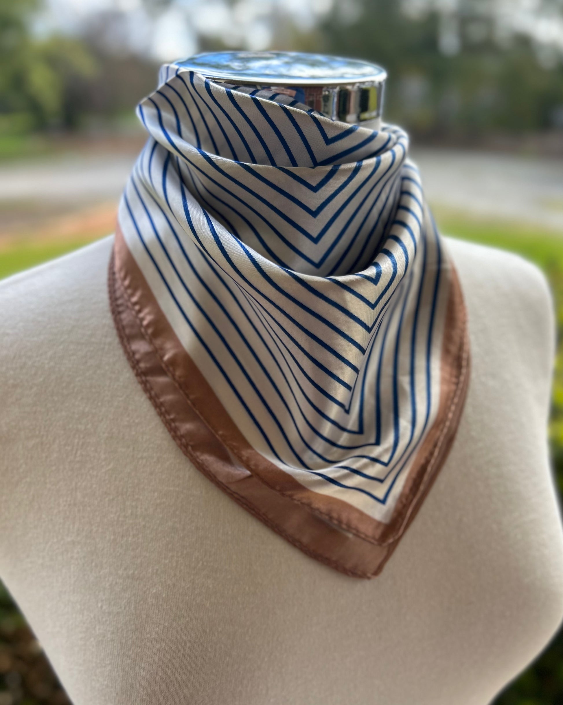 Satin Neck Scarf - Champagne Stipe