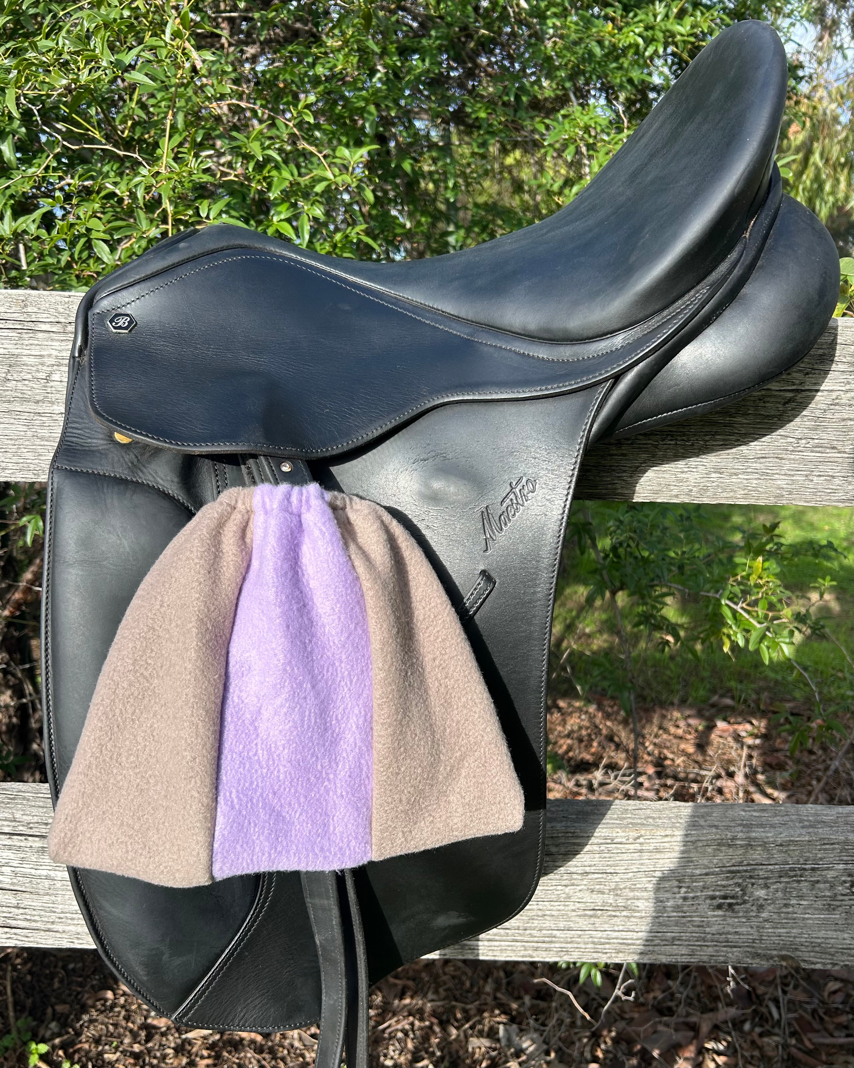 Fleece Stirrup Covers - Beige & Lilac