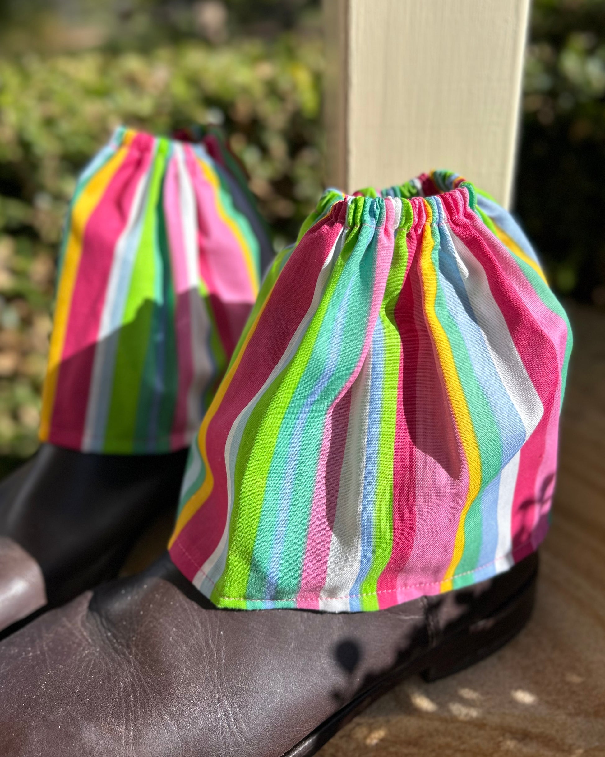 Sock Covers - Pink & Green Stripe