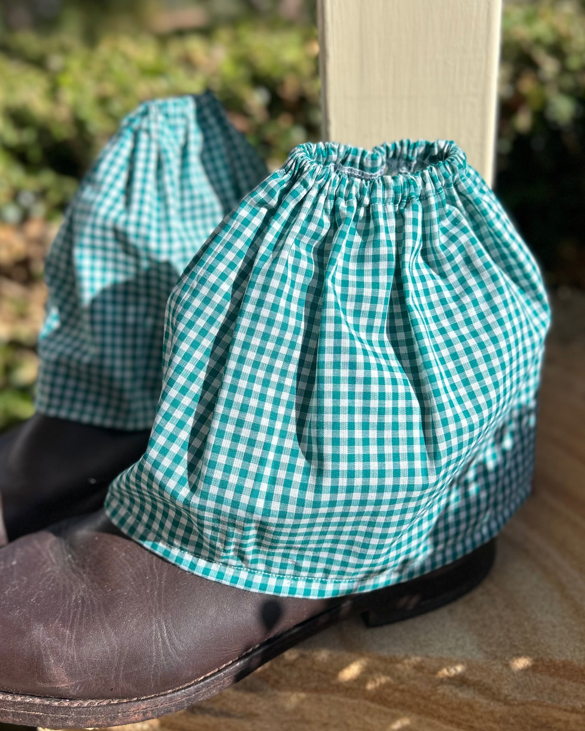 Sock Covers - Green Gingham