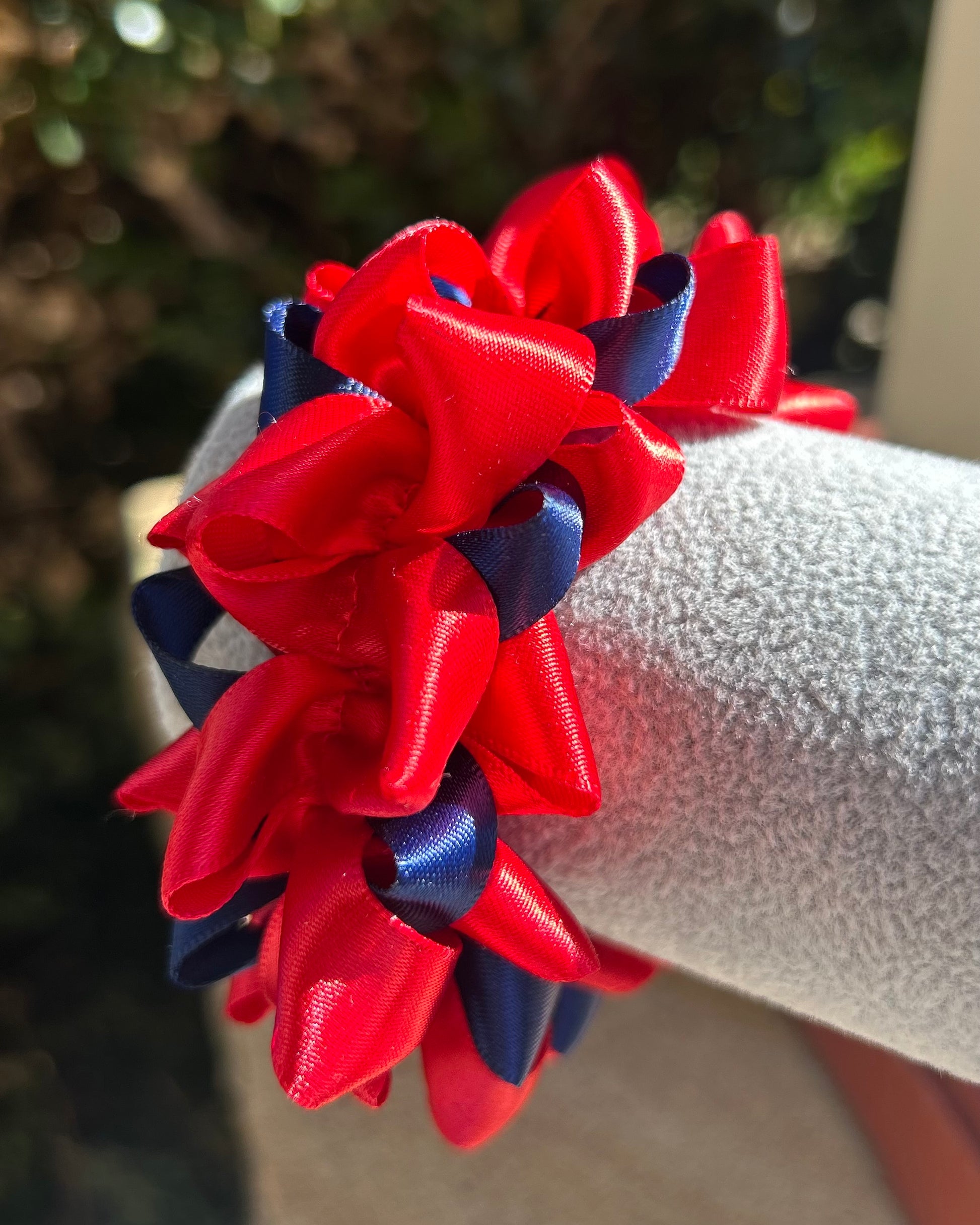 Ribbon Scrunchie - Red & Navy