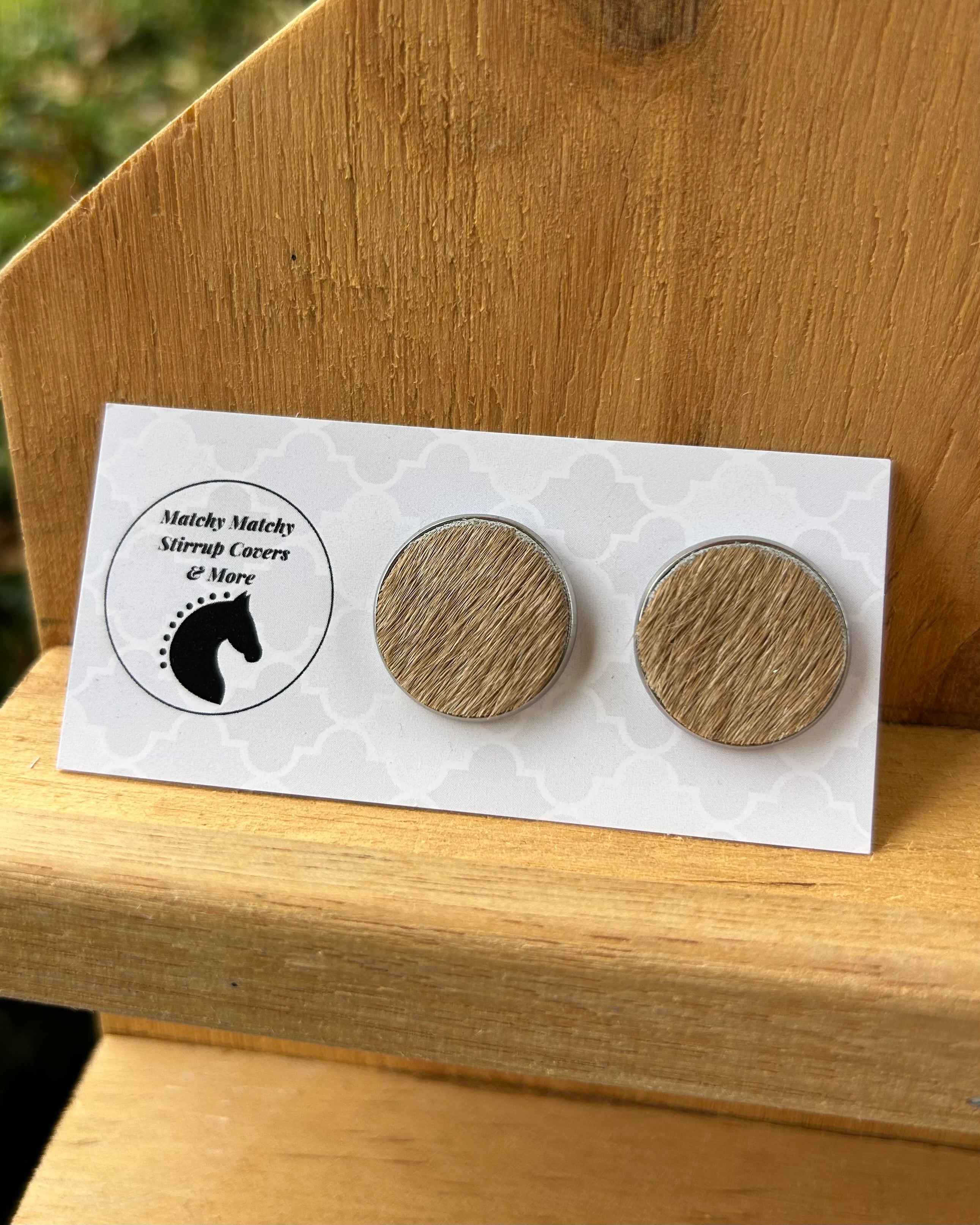 Cowhide Studs - (Silver) Tan