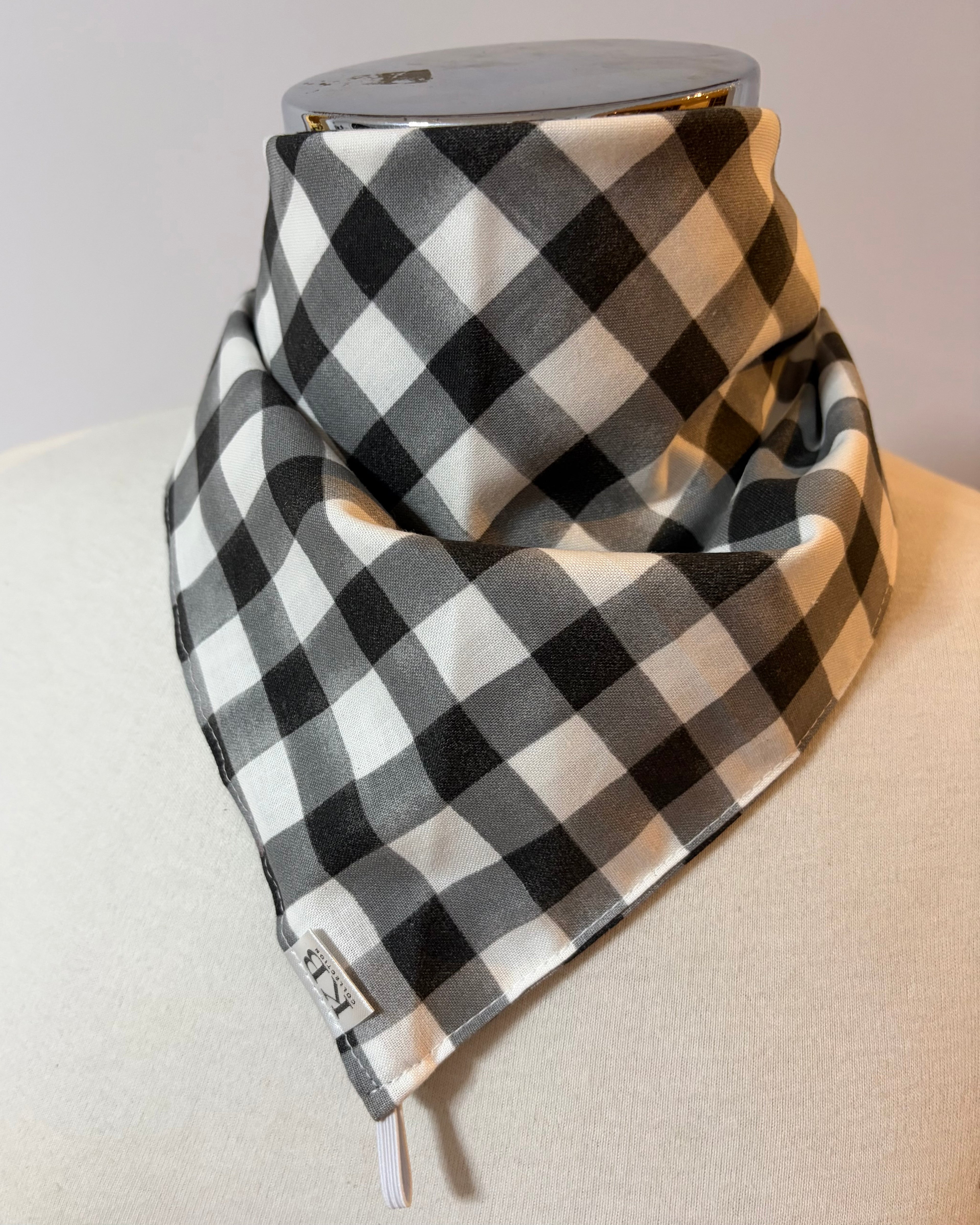 Cotton Neck Scarf - Black Gingham