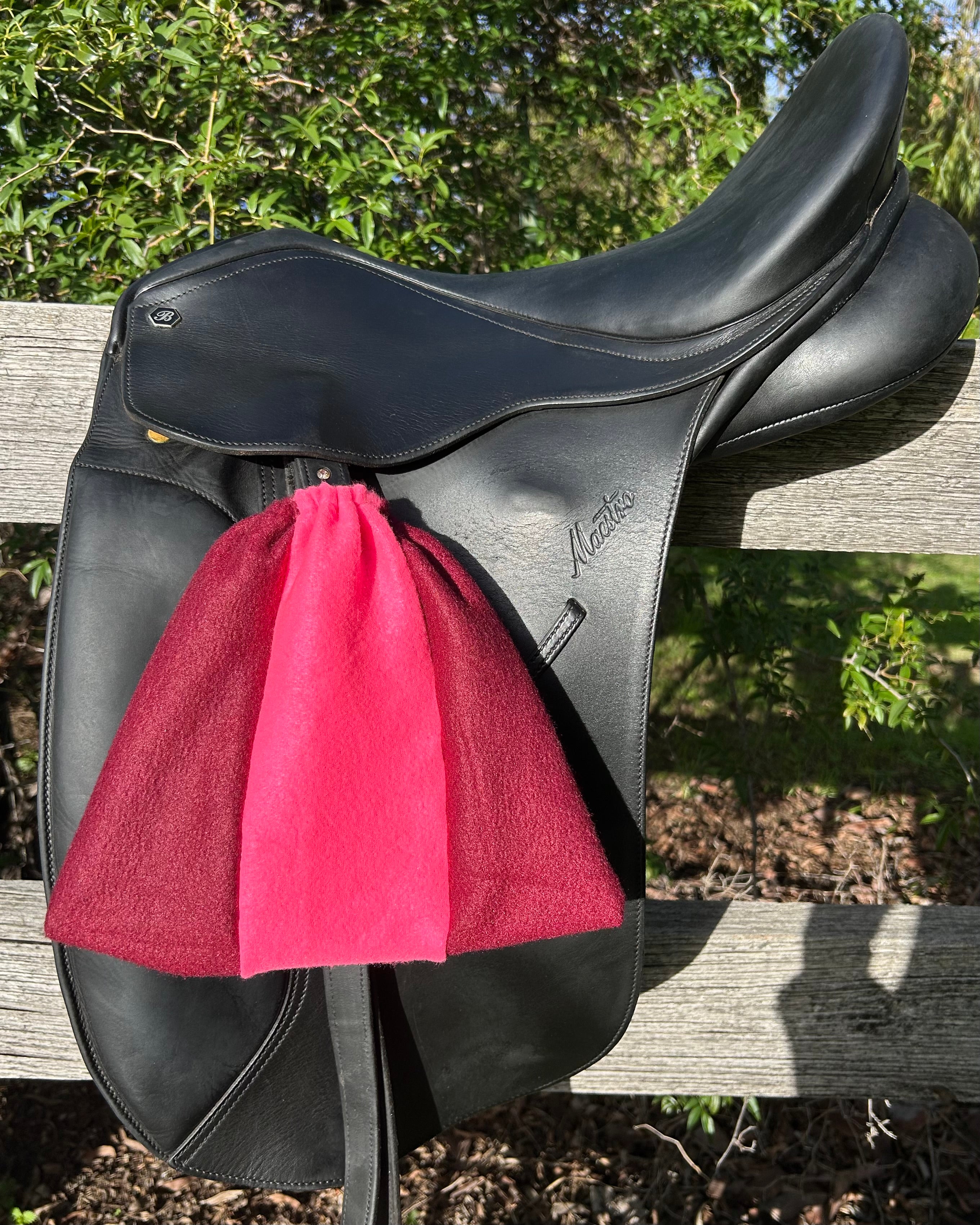 Fleece Stirrup Covers - Maroon & Pink