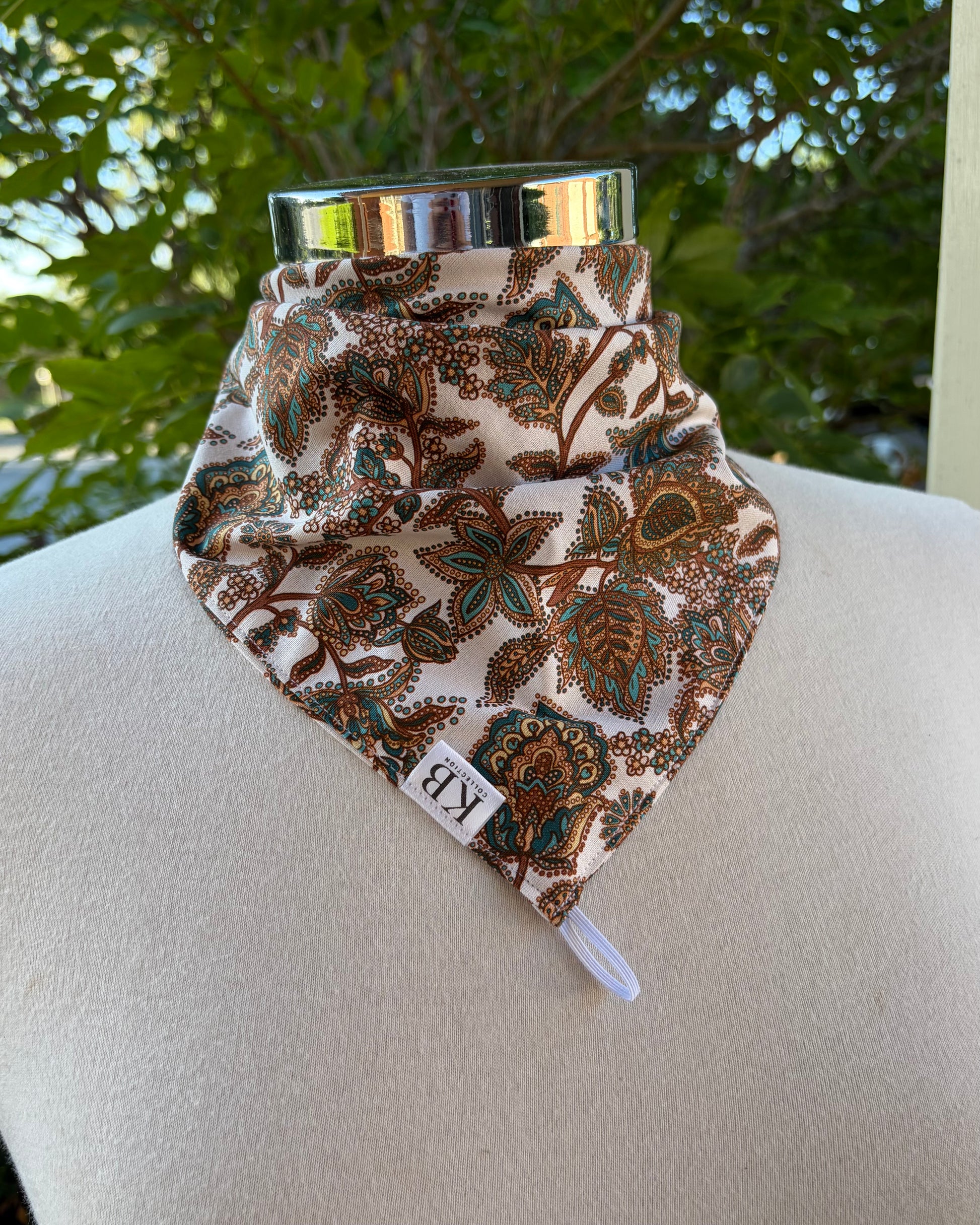 Cotton Neck Scarf - Brown & Teal Gingham