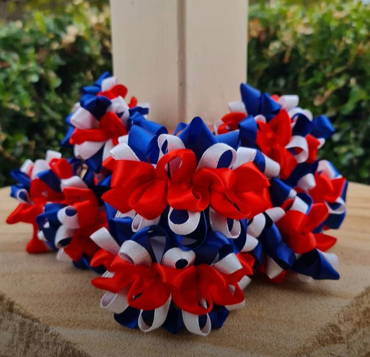 Ribbon Scrunchie - Navy, Red & White