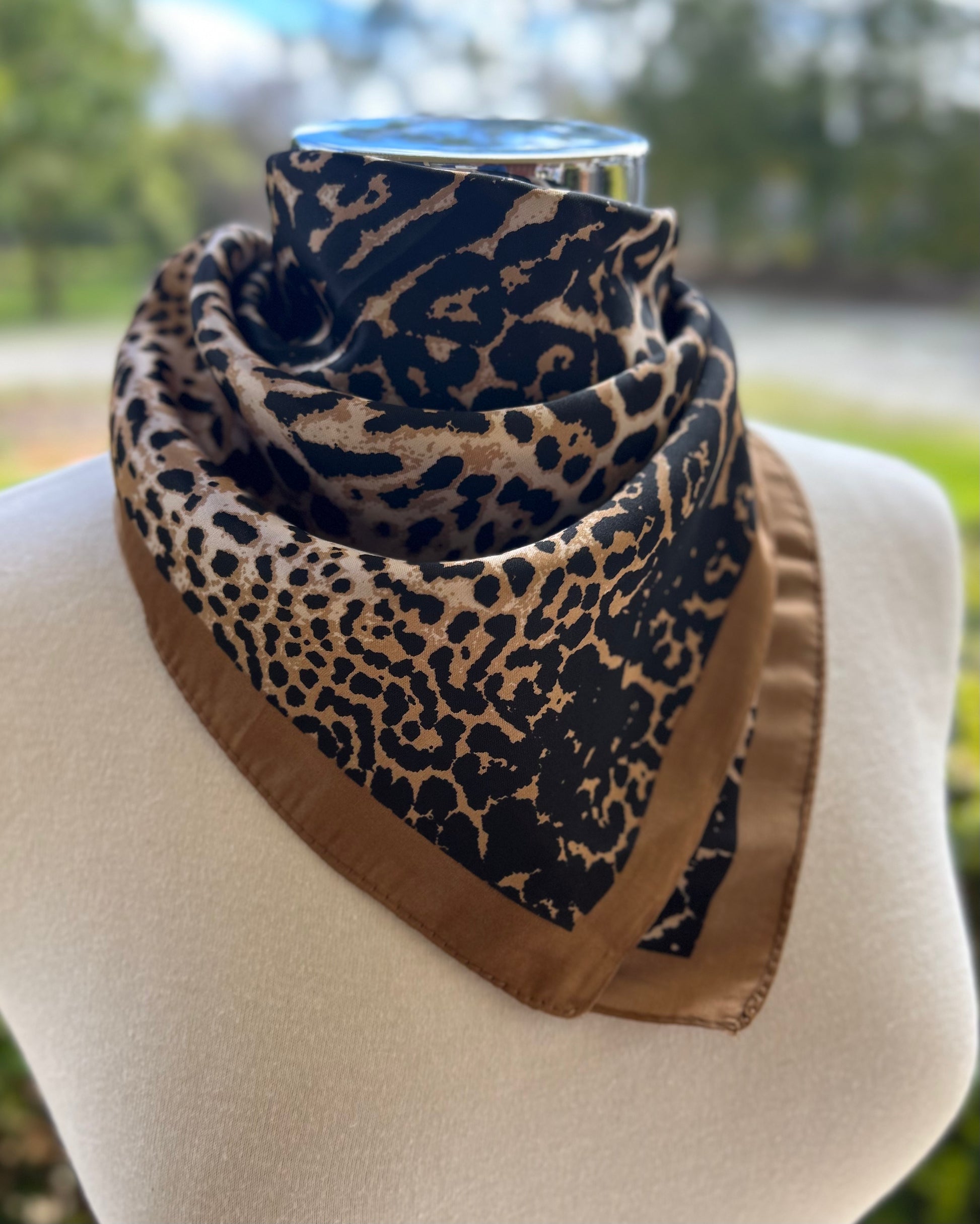 Satin Neck Scarf - Cheetah Print