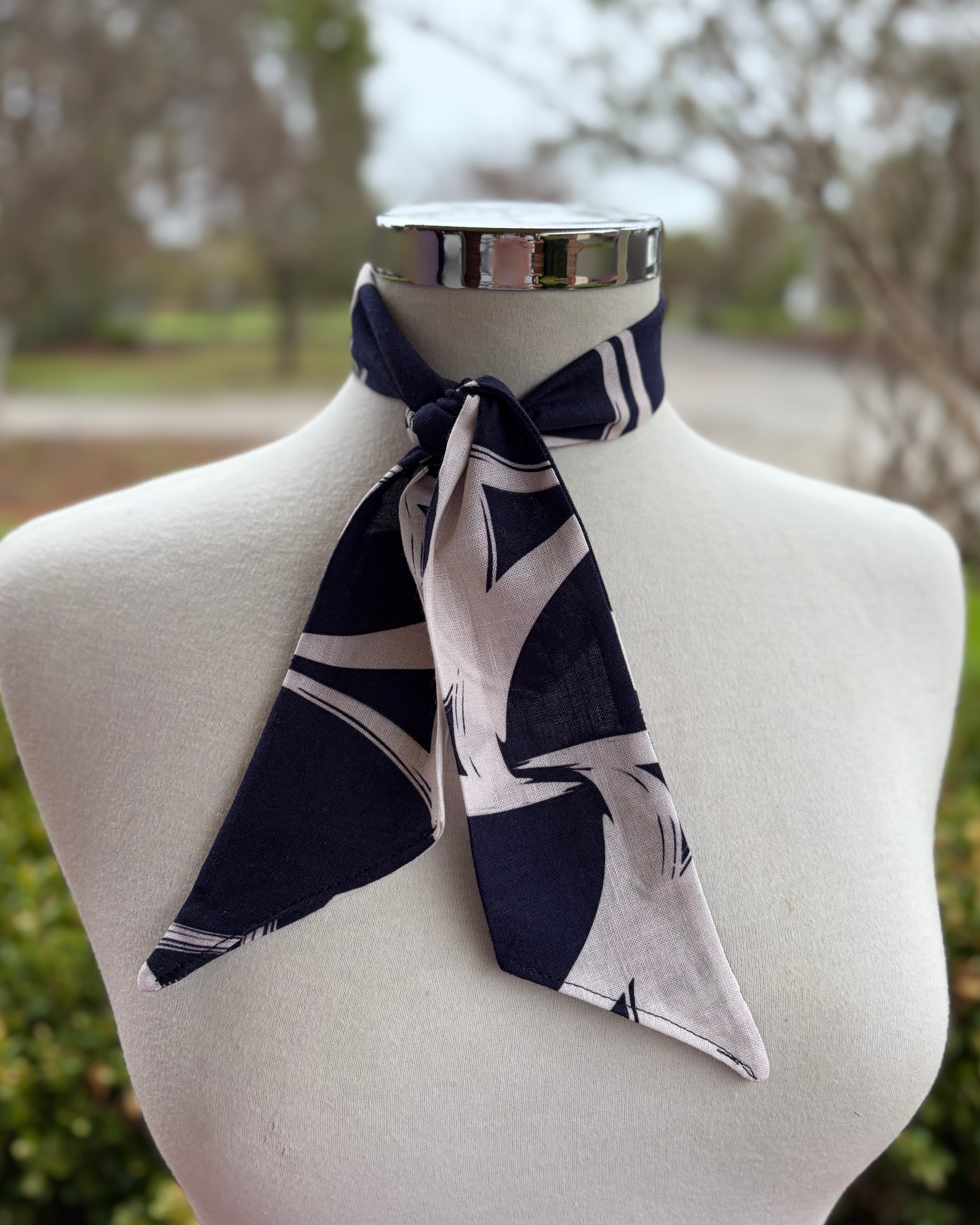 Cotton Neck Tie - Navy & Cream