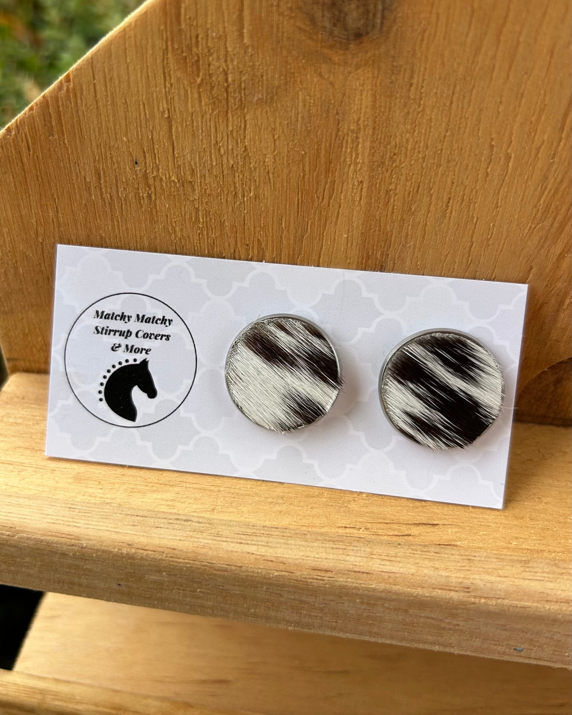 Cowhide Studs - (Silver) Black & White
