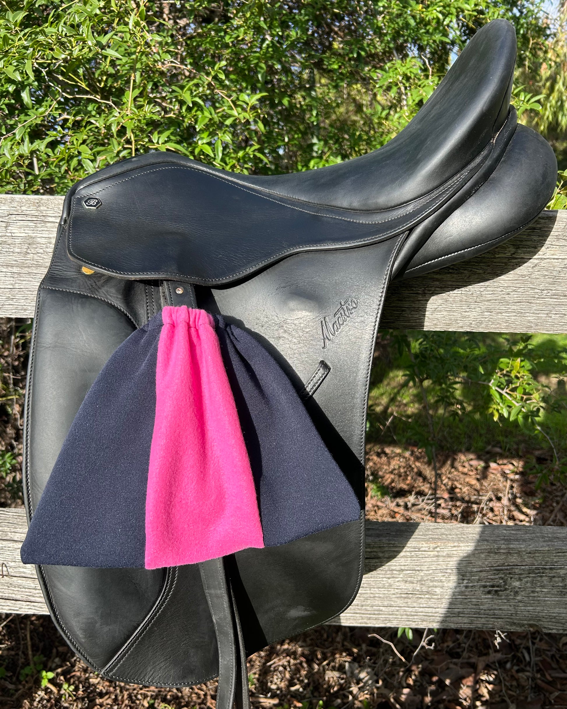 Fleece Stirrup Covers - Navy & Pink