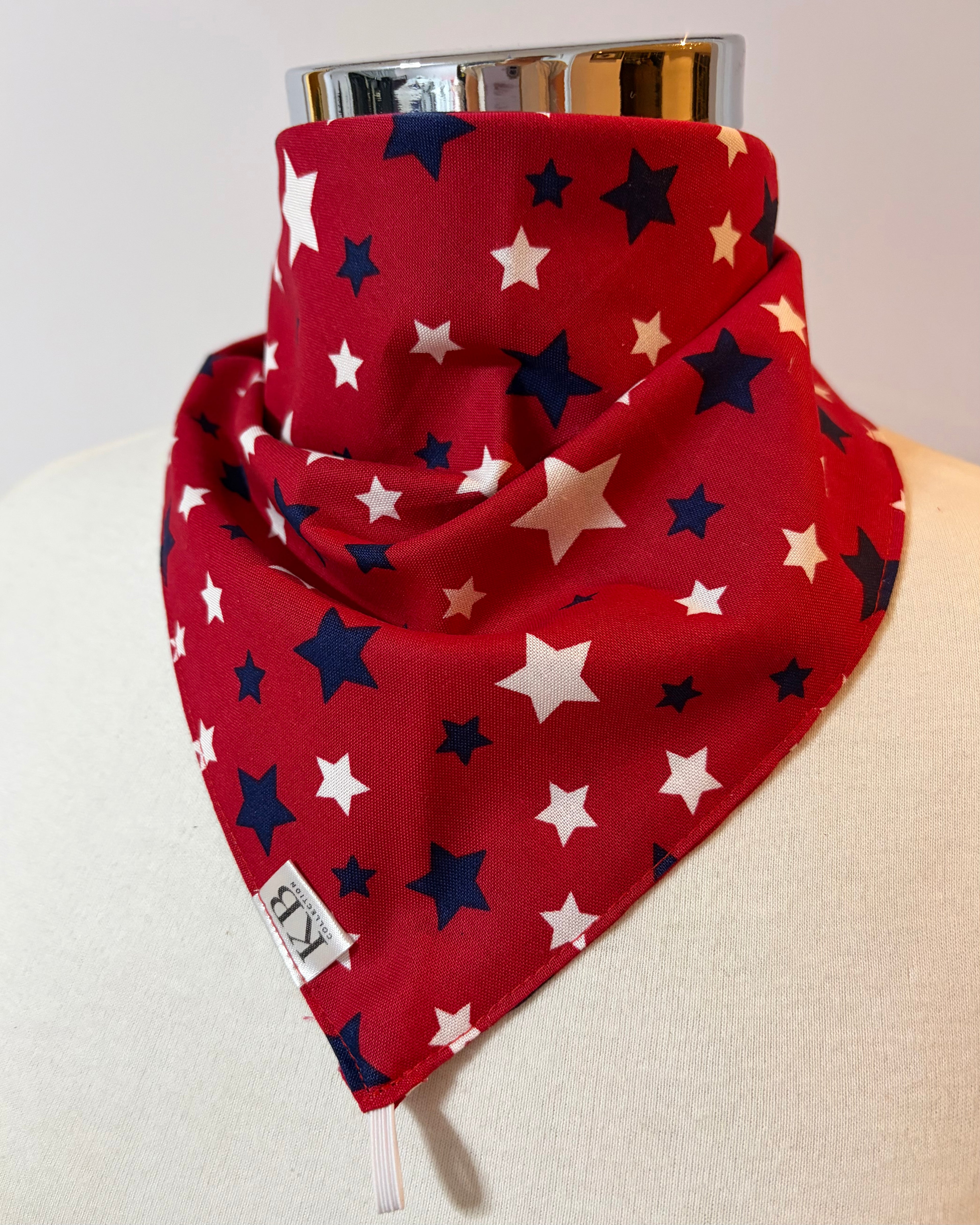 Cotton Neck Scarf - Red & Navy Stars
