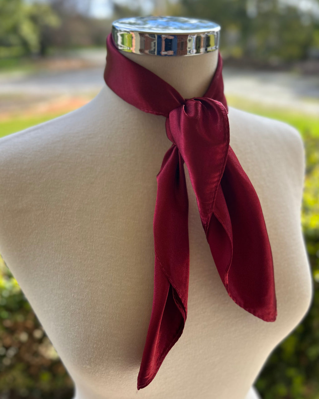 Satin Neck Scarf - Deep Red