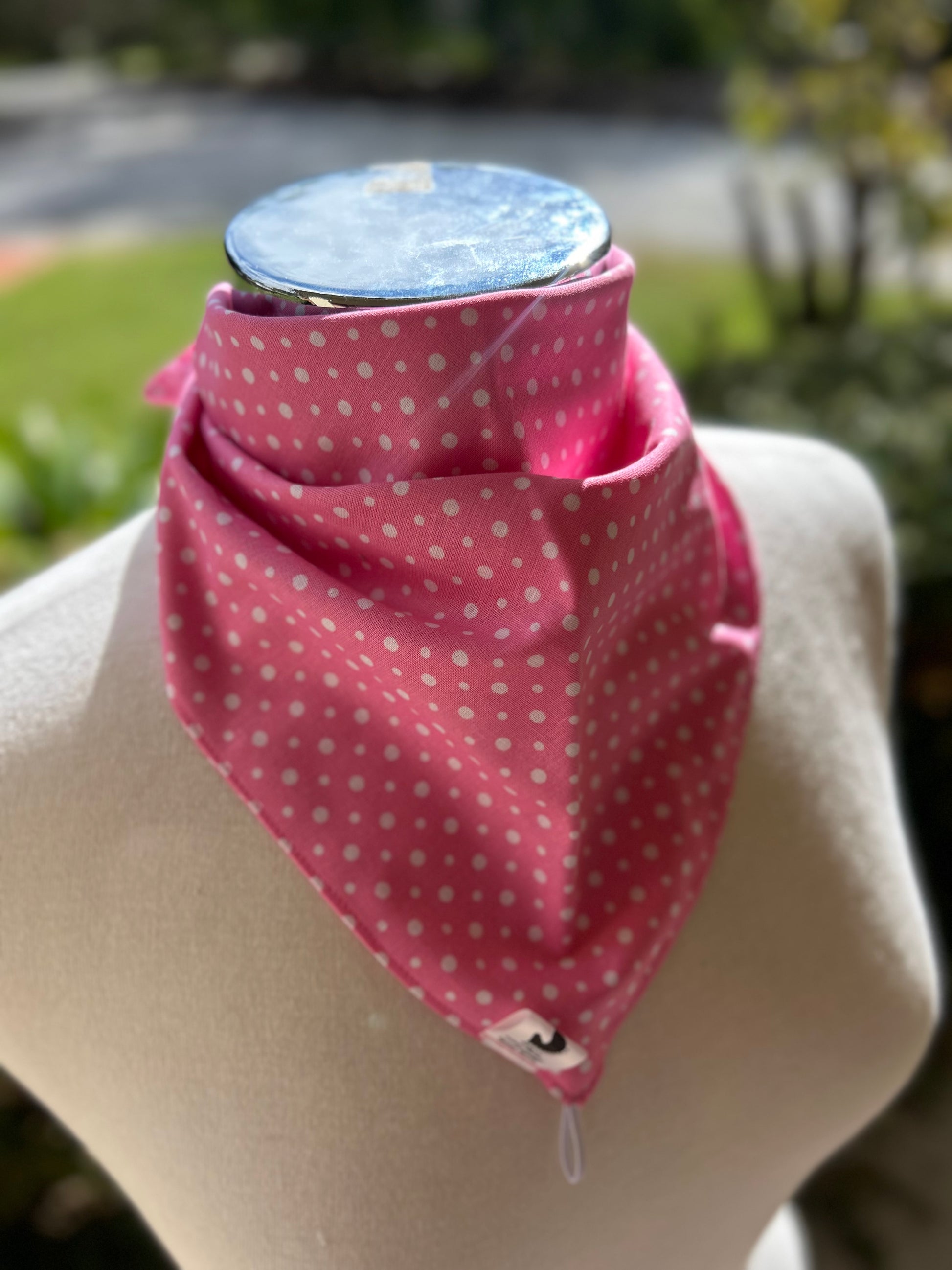 Cotton Neck Scarf - Pink with Spots