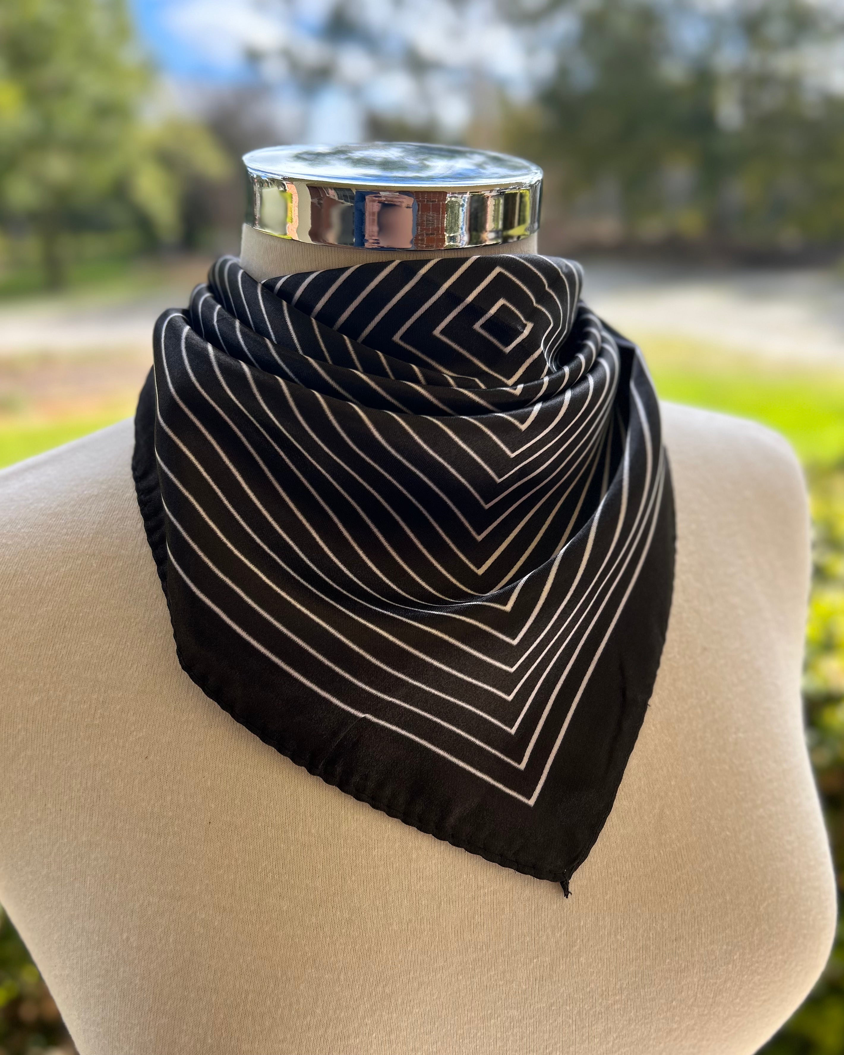 Satin Neck Scarf - Black & White