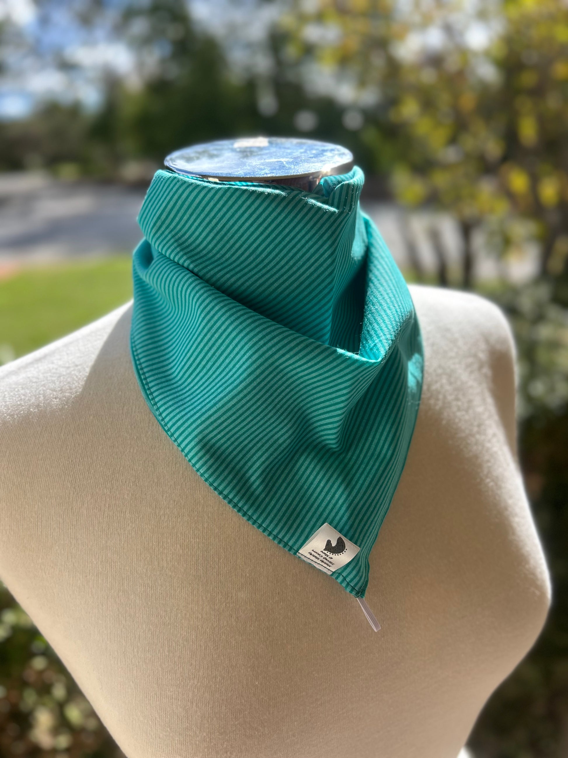 Cotton Neck Scarf - Teal Stripes