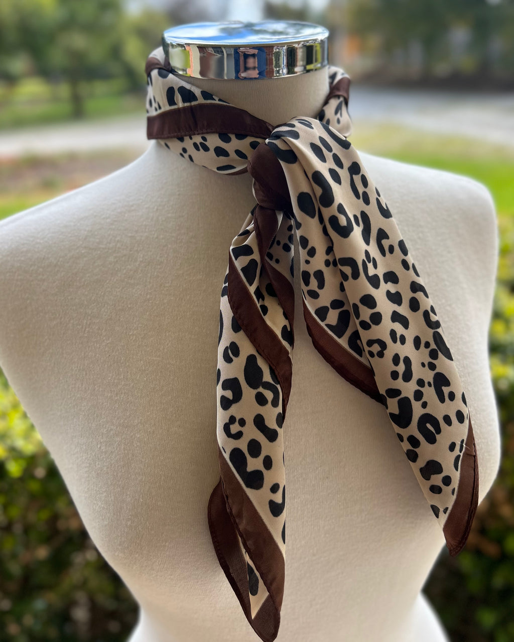 Satin Neck Scarf - Leopard Print