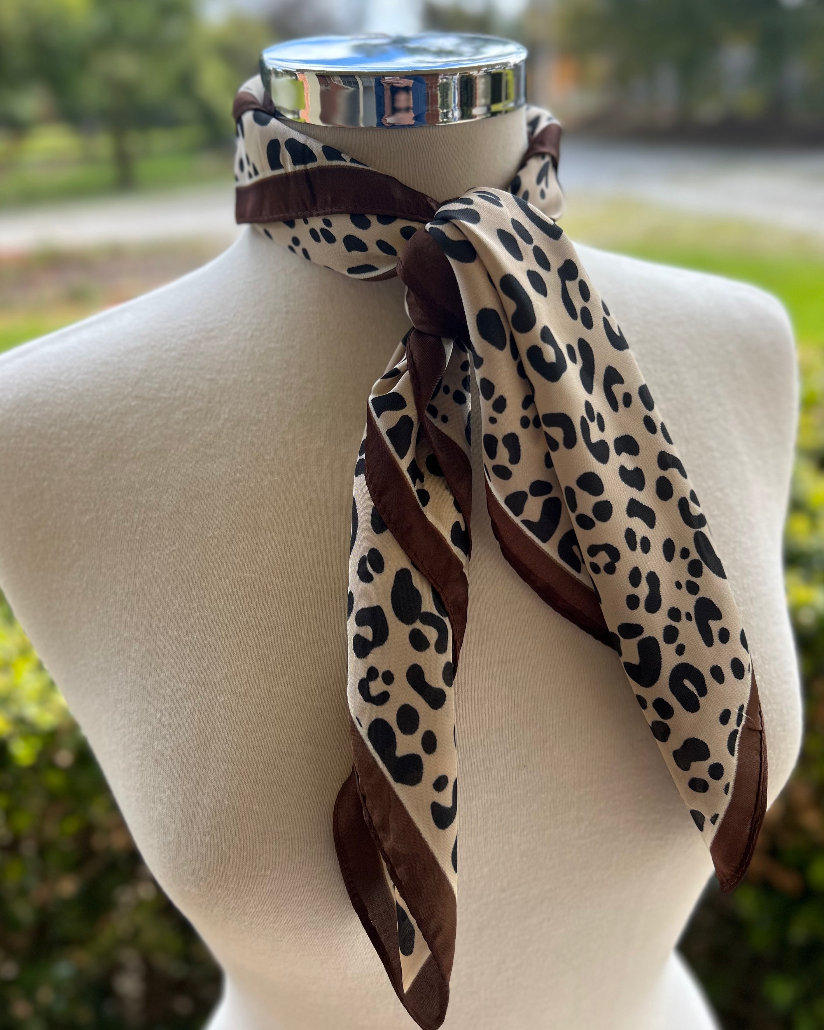 Satin Neck Scarf - Leopard Print