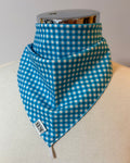 Cotton Neck Scarf - Teal/Blue Gingham