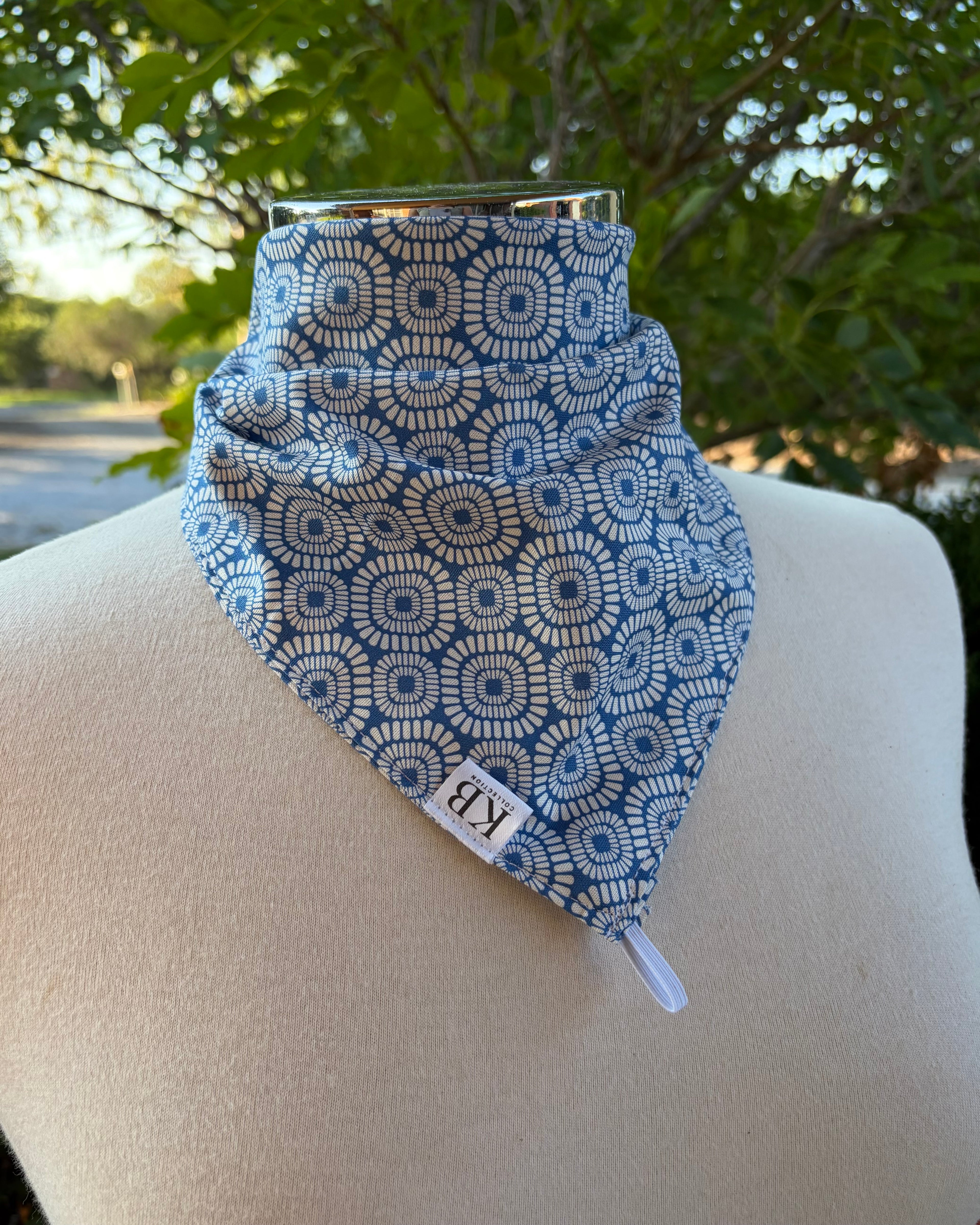 Cotton Neck Scarf - Blue Geometric