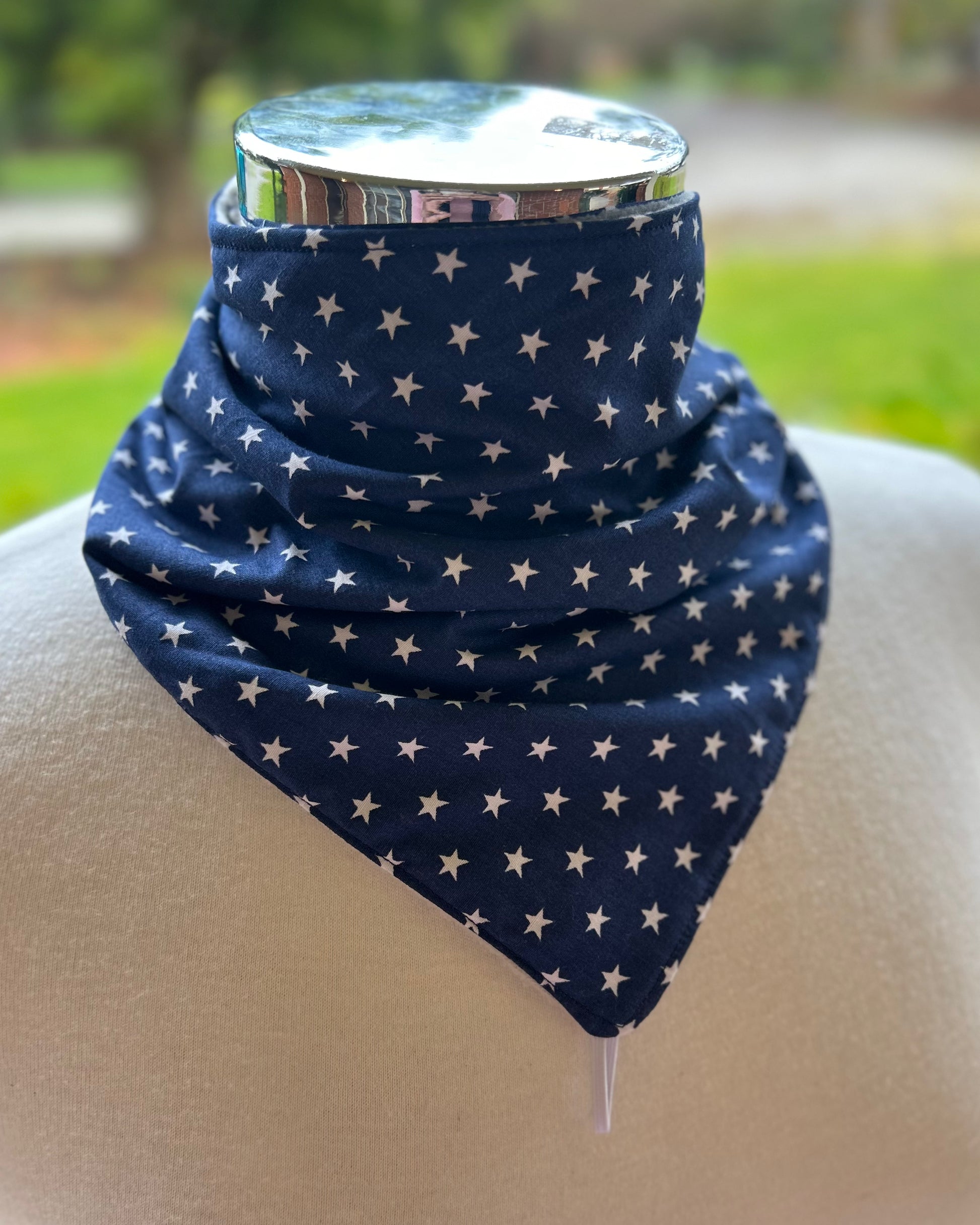 Cotton/Fleece Neck Scarf - Navy Stars