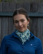 Cotton Neck Scarf - Navy Flowers