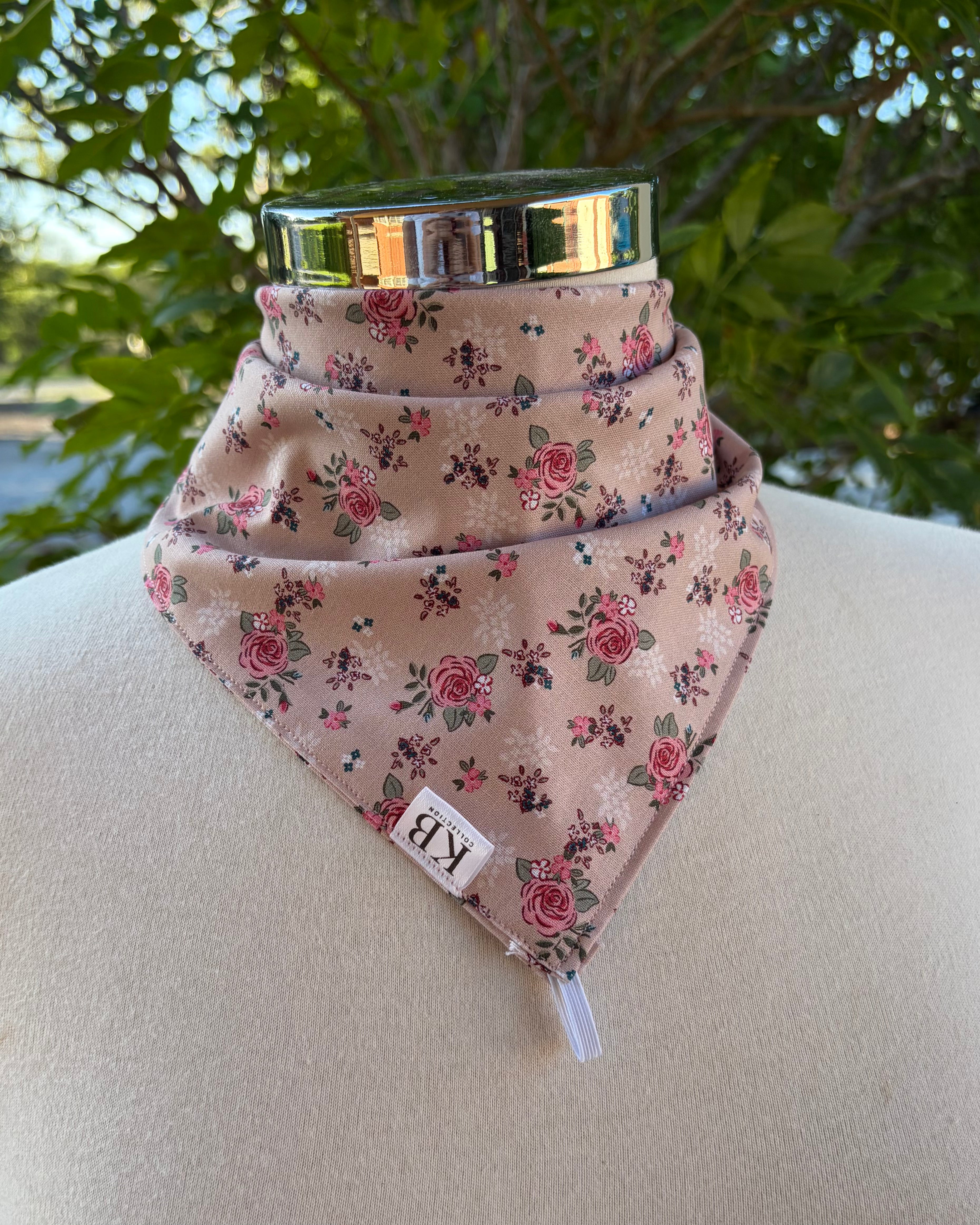 Cotton Neck Scarf - Beige Roses