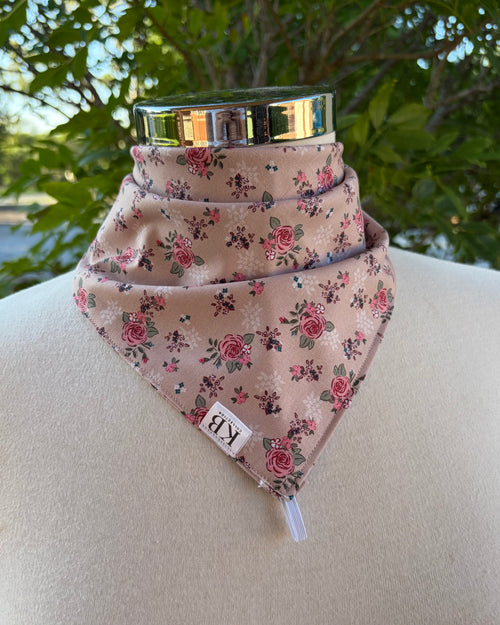 Cotton Neck Scarf - Beige Roses