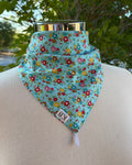 Cotton Neck Scarf - Sky Blue Multi Flowers