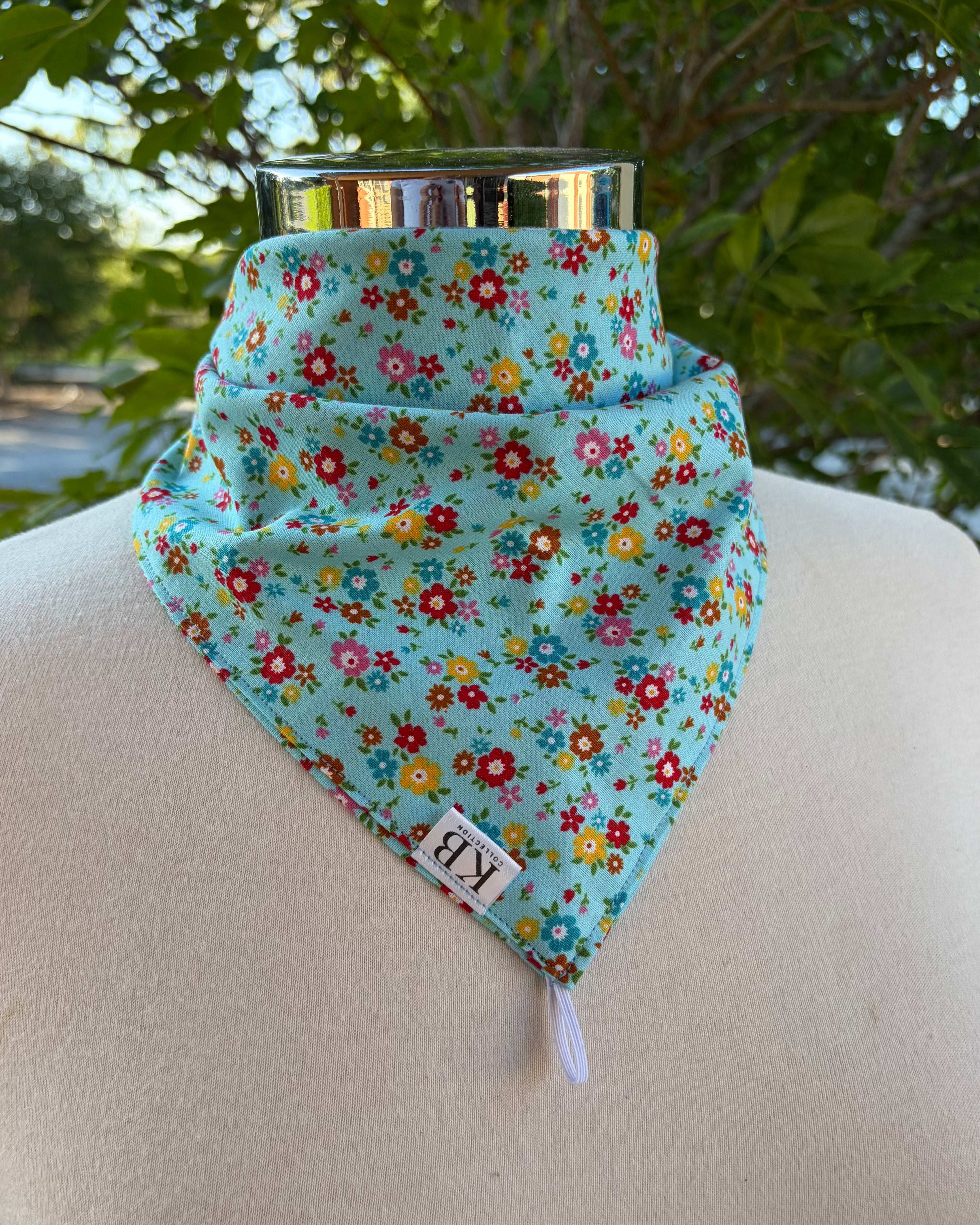 Cotton Neck Scarf - Sky Blue Multi Flowers