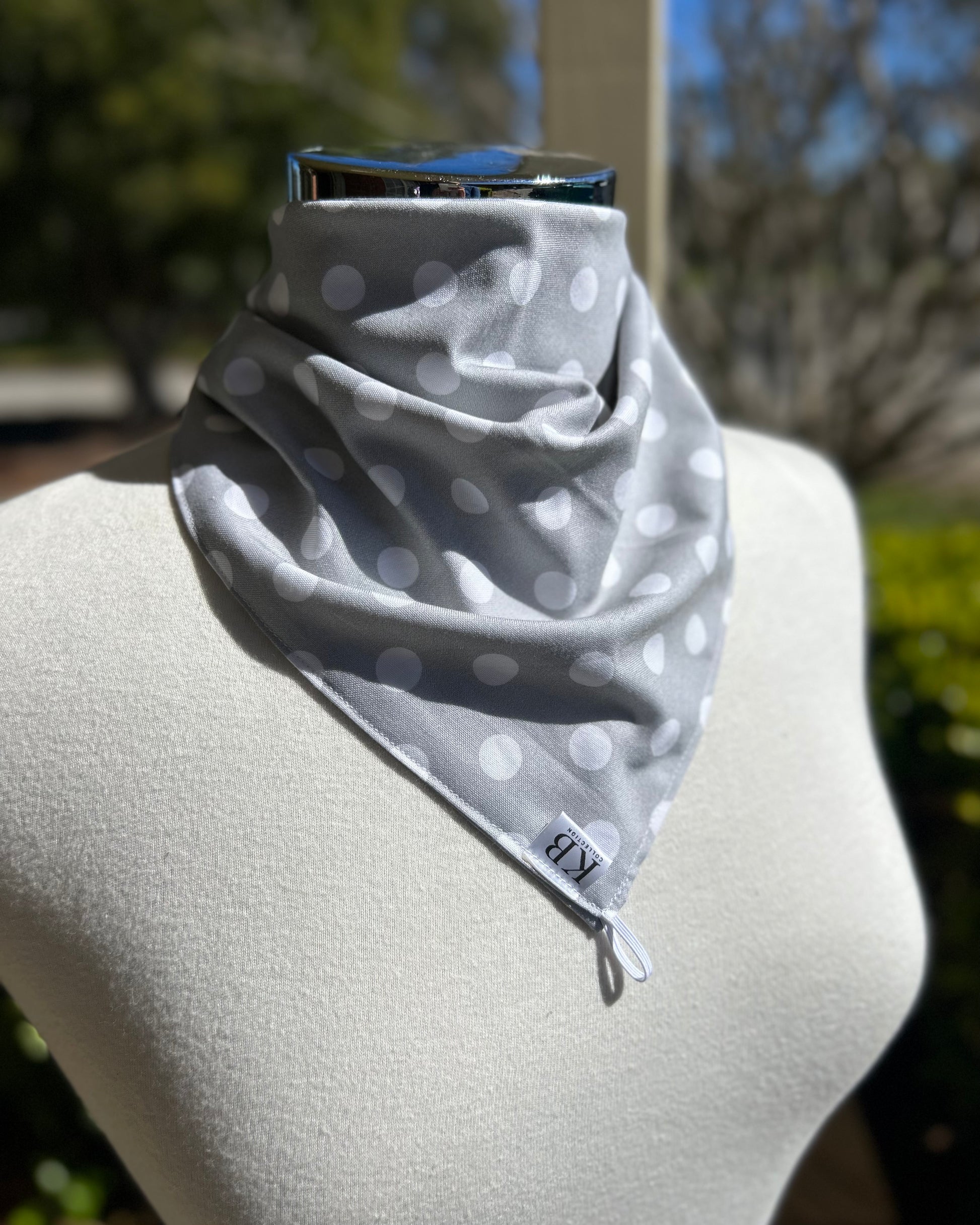 Cotton Neck Scarf - Grey Spots