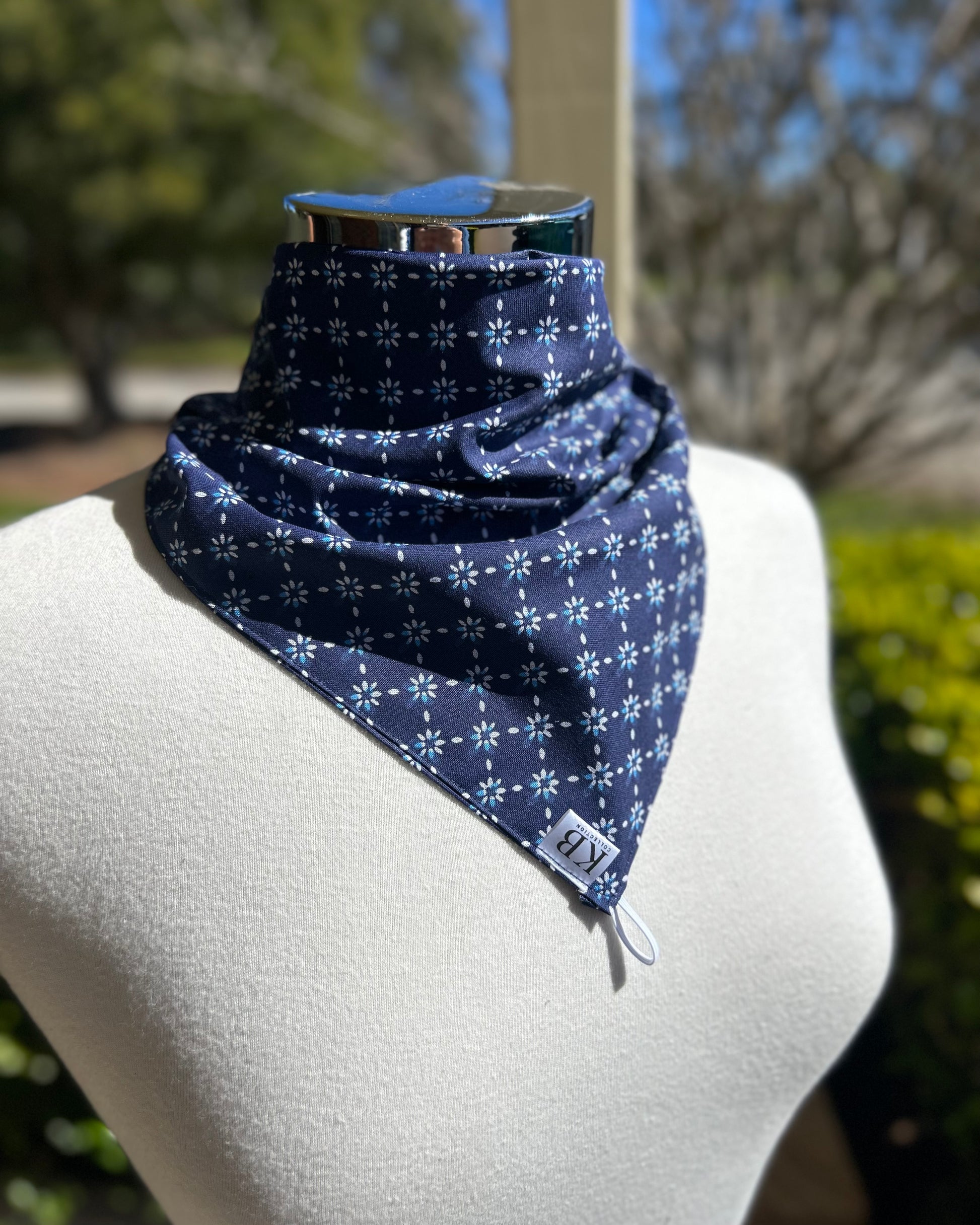 Cotton Neck Scarf - Navy Petals