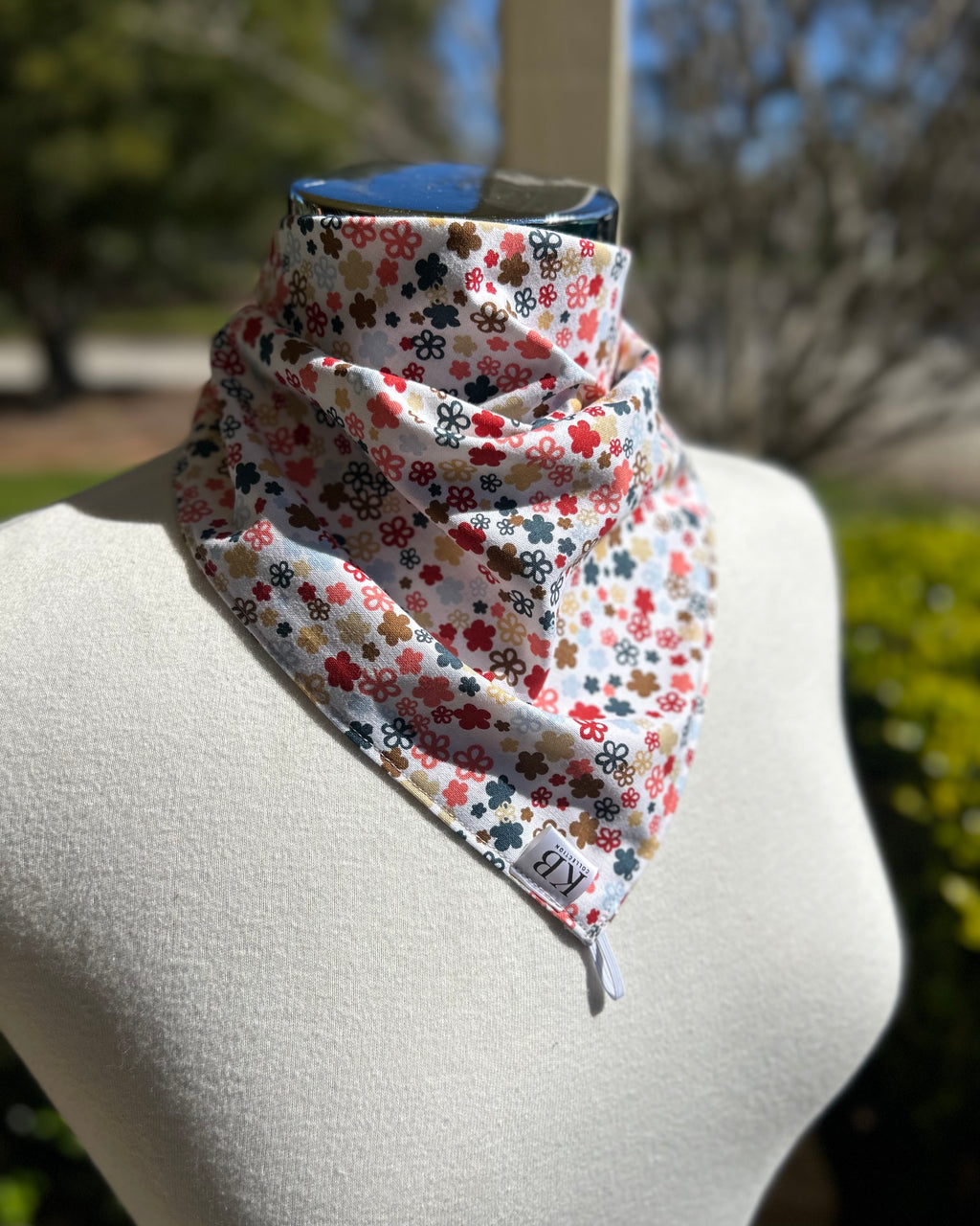 Cotton Neck Scarf - Multi-Colour Flowers