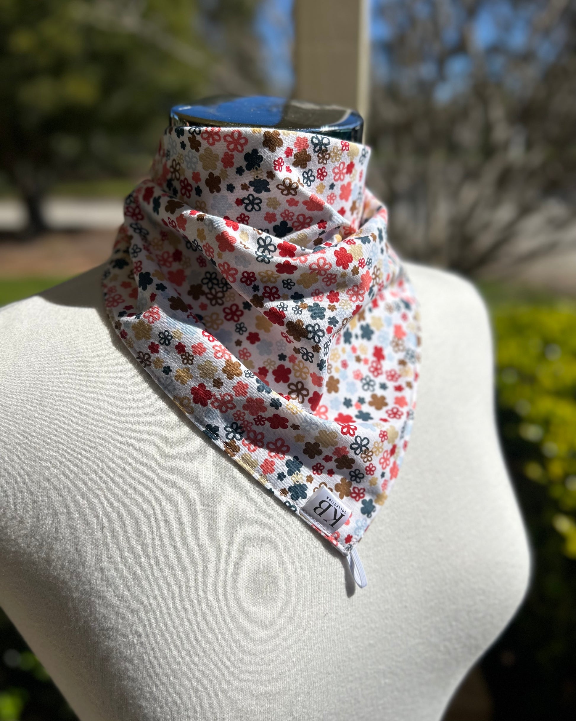 Cotton Neck Scarf - Multi-Colour Flowers
