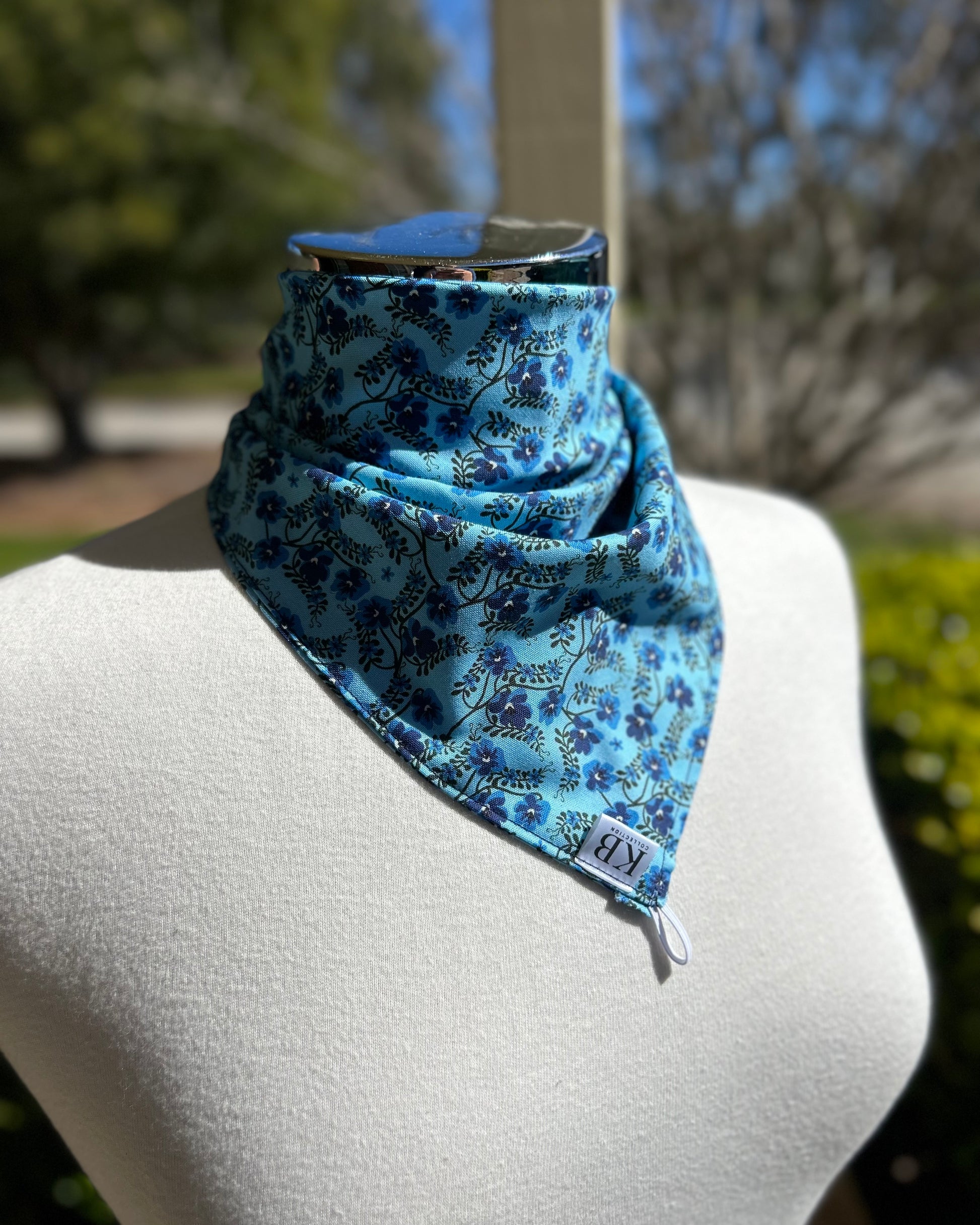 Cotton Neck Scarf - Electric Blue Floral