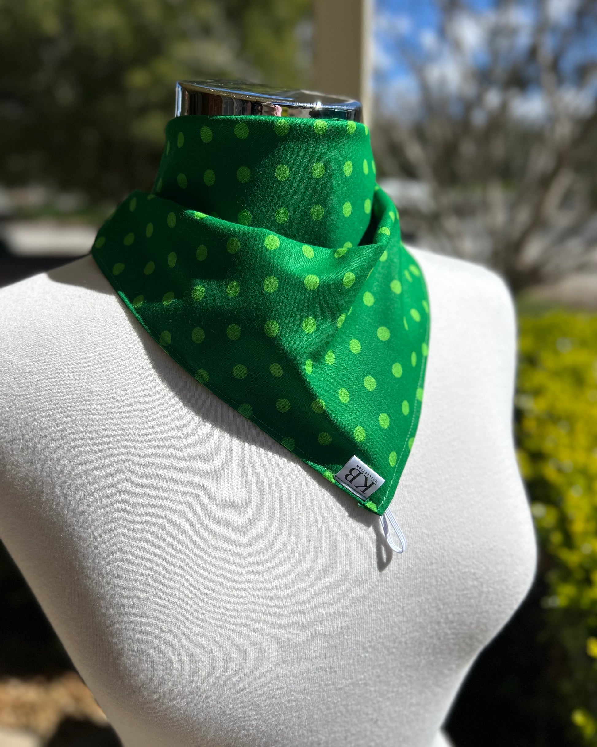 Cotton Neck Scarf - Green Spots